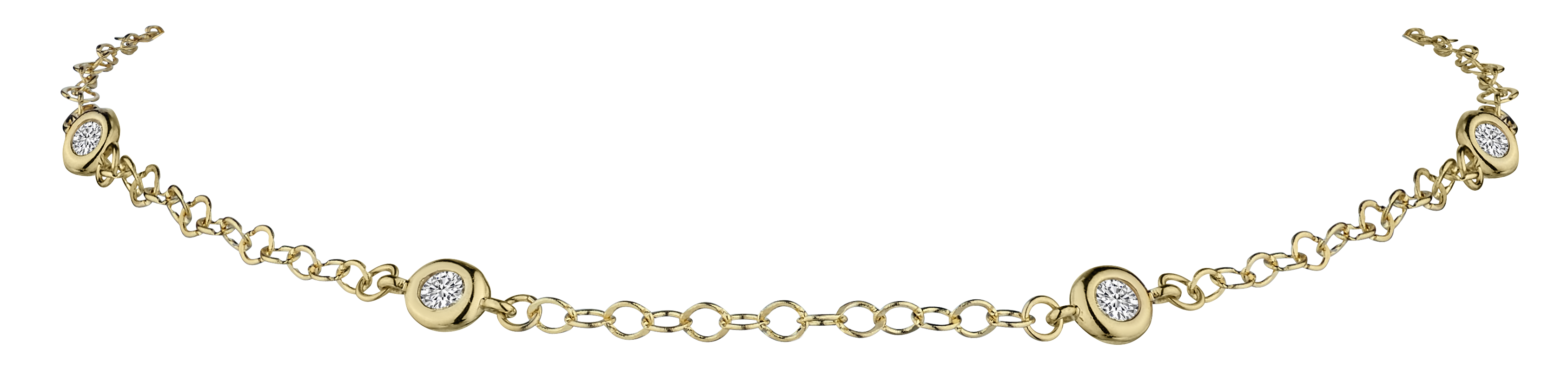 12 Carat of Diamond 7 Bezel Set Diamond Bracelet, 14kt Yellow Gold..