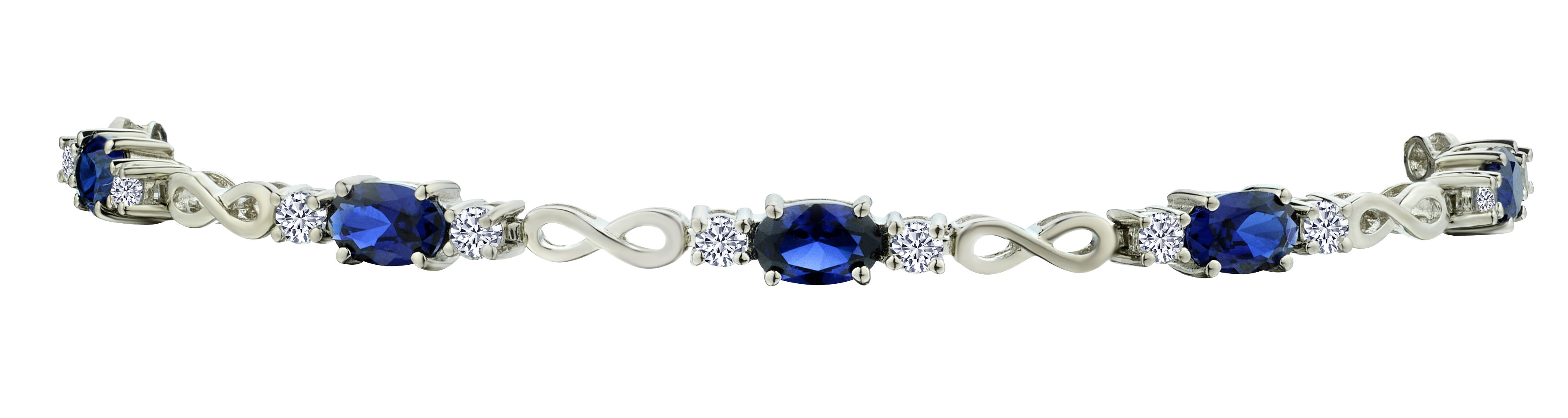 Created Blue Oval & Created White Sapphire Bracelet, Silver.....................NOW