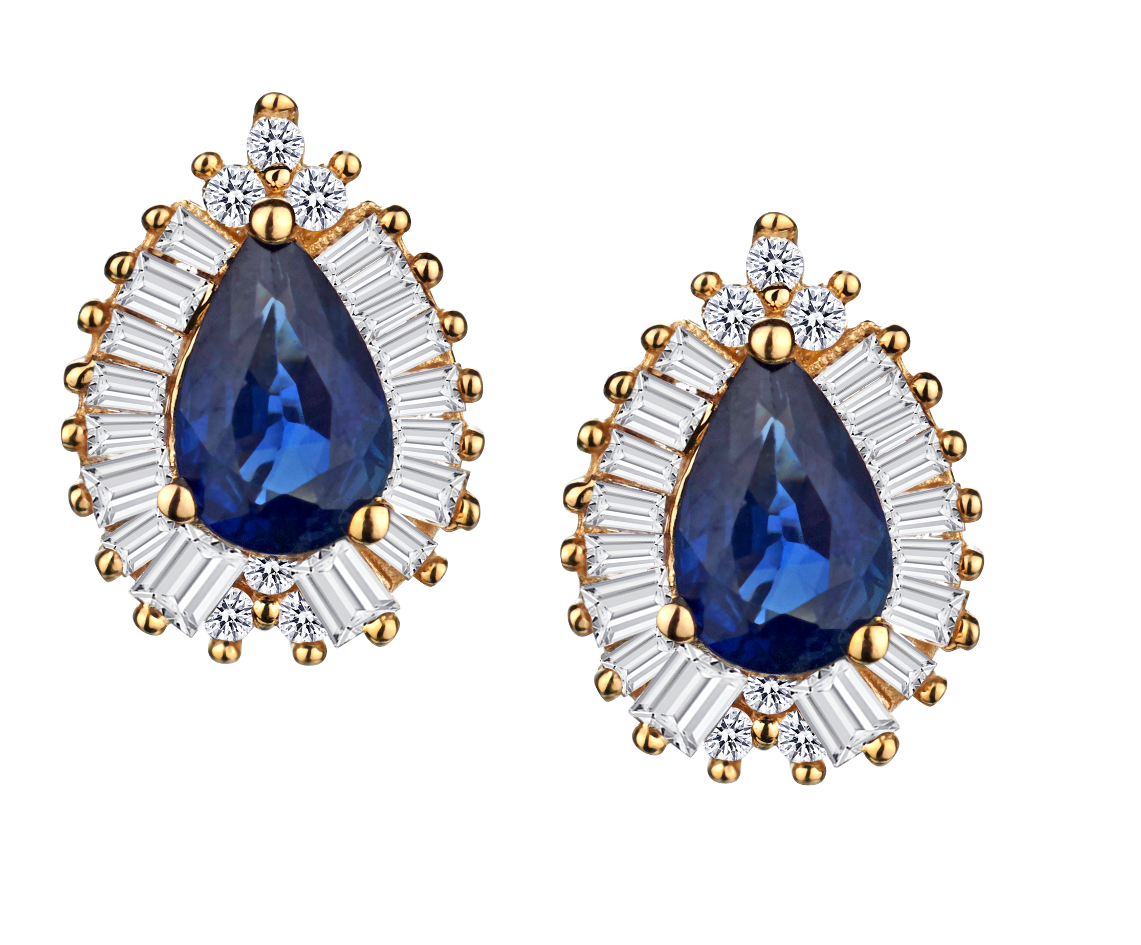 Blue Sapphire & .33 Carat of Diamonds Halo Earrings, 14kt Yellow Gold.....................NOW