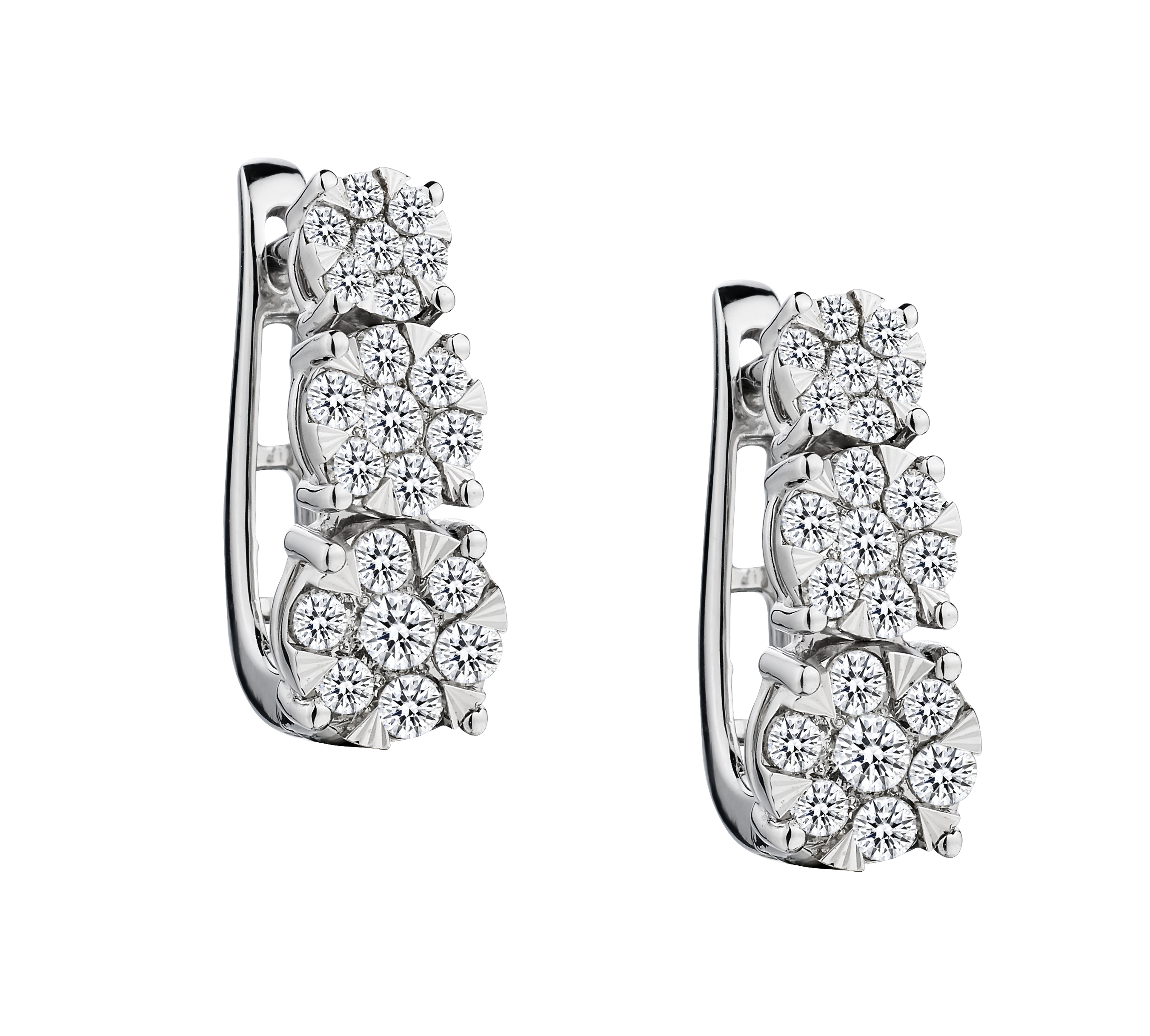 1.00 Carat of Diamonds Past Present Future Earrings, 10kt White Gold.....................NOW