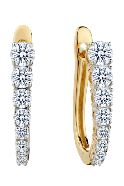 .75 Carat of Lab Grown Diamonds Earrings, 10kt Yellow Gold.....................NOW