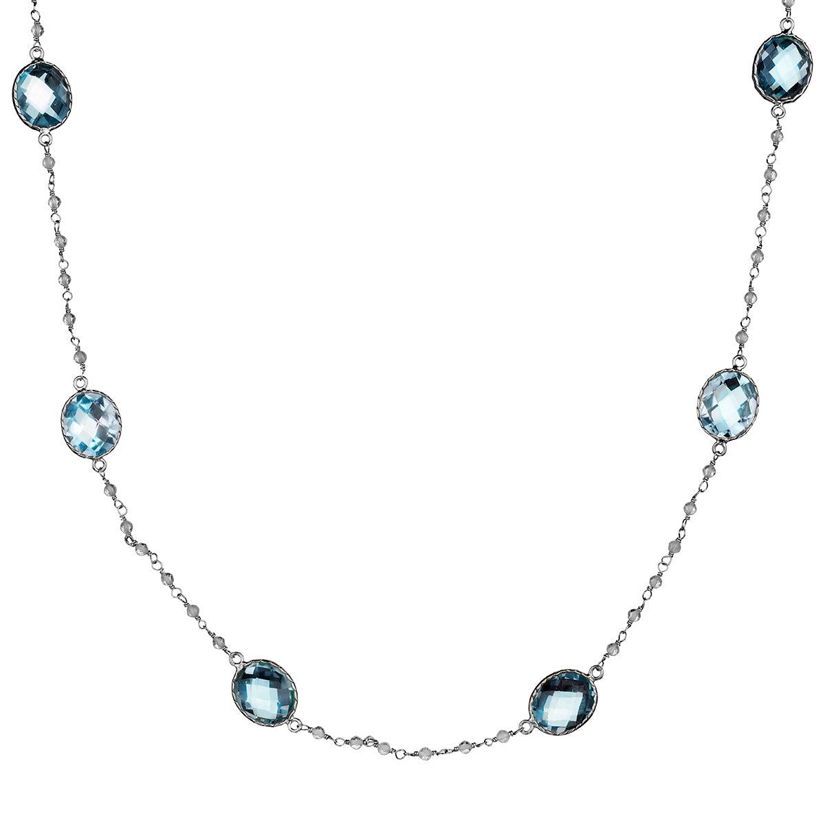 32.0 TW Genuine Swiss Blue & White Topaz Necklace, Sterling Silver. Necklaces and Pendants. Griffin Jewellery Designs. 