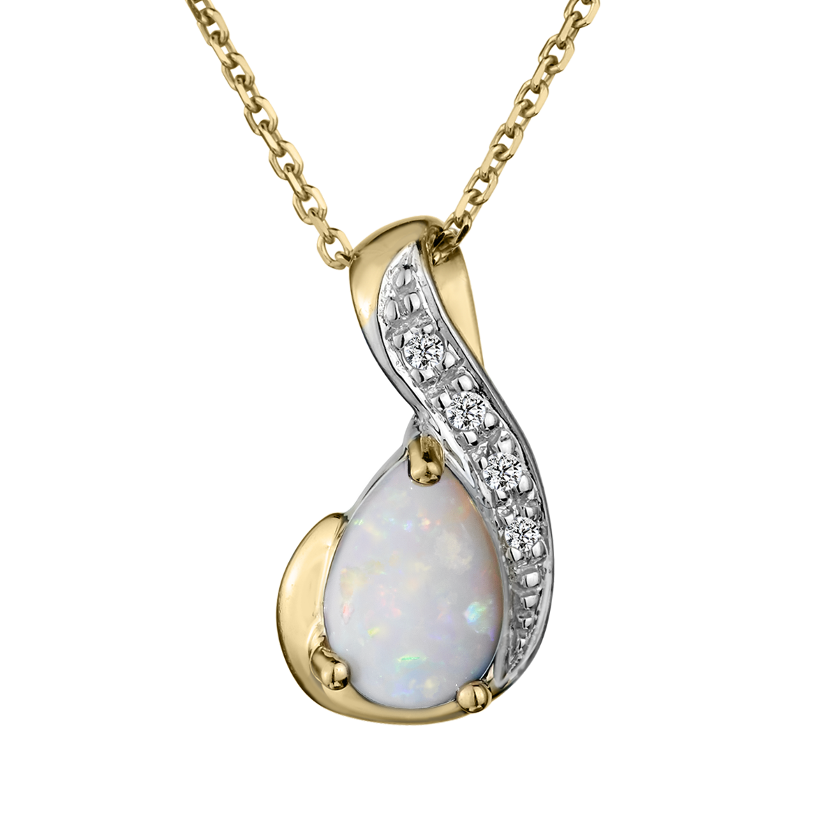 Genuine Opal Diamond Pendant 10kt Yellow Gold.NOW