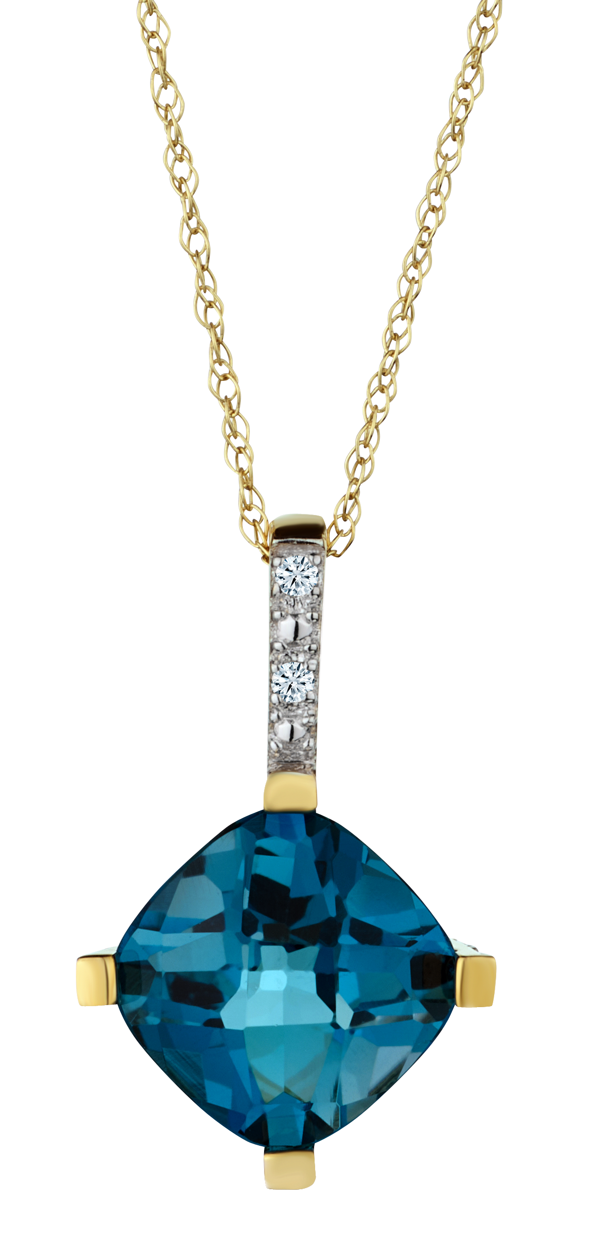 10kt gold Topaz/diamond retailer pendant