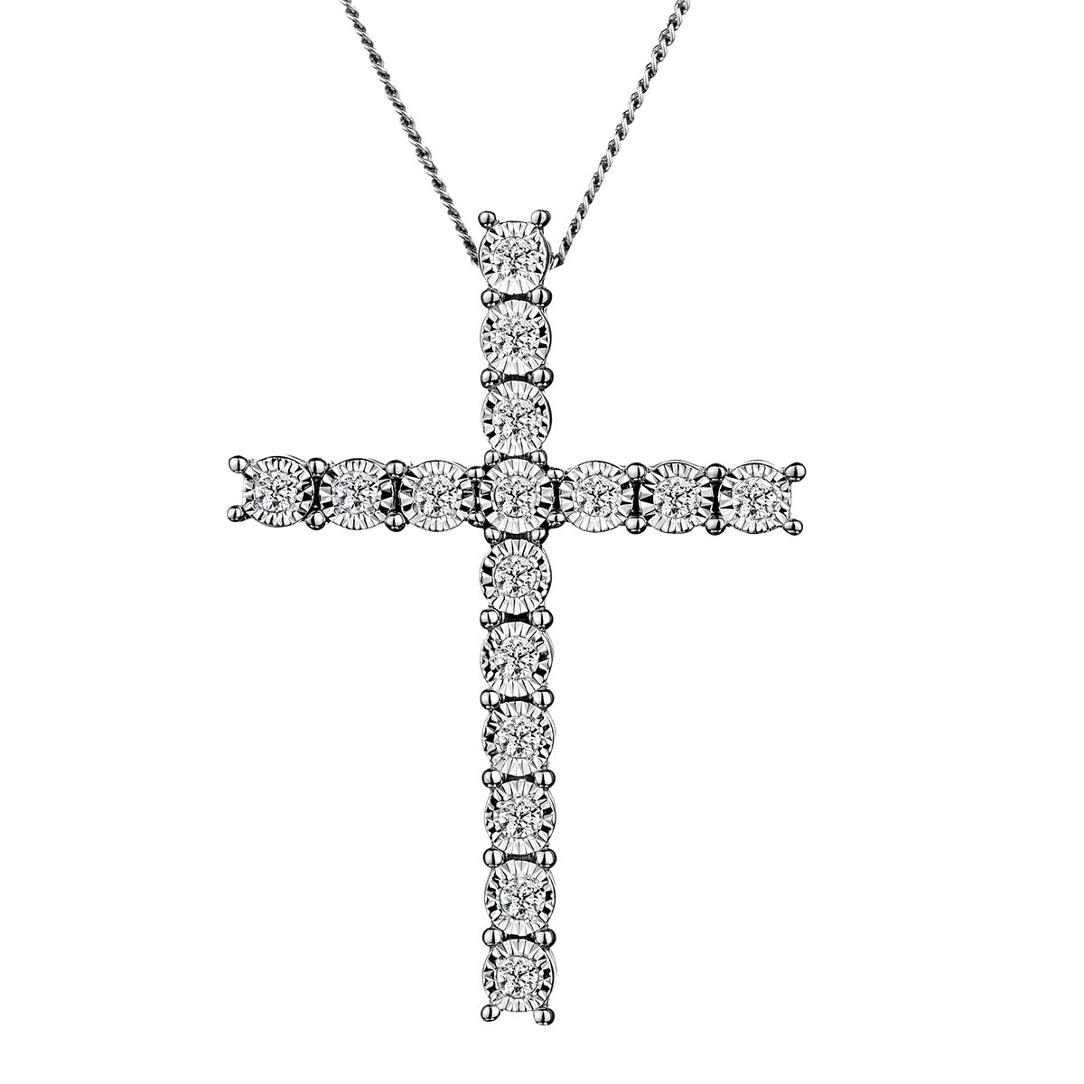 .15 Carat Diamond Cross Pendant,  10kt White Gold. Necklaces and Pendants. Griffin Jewellery Designs.