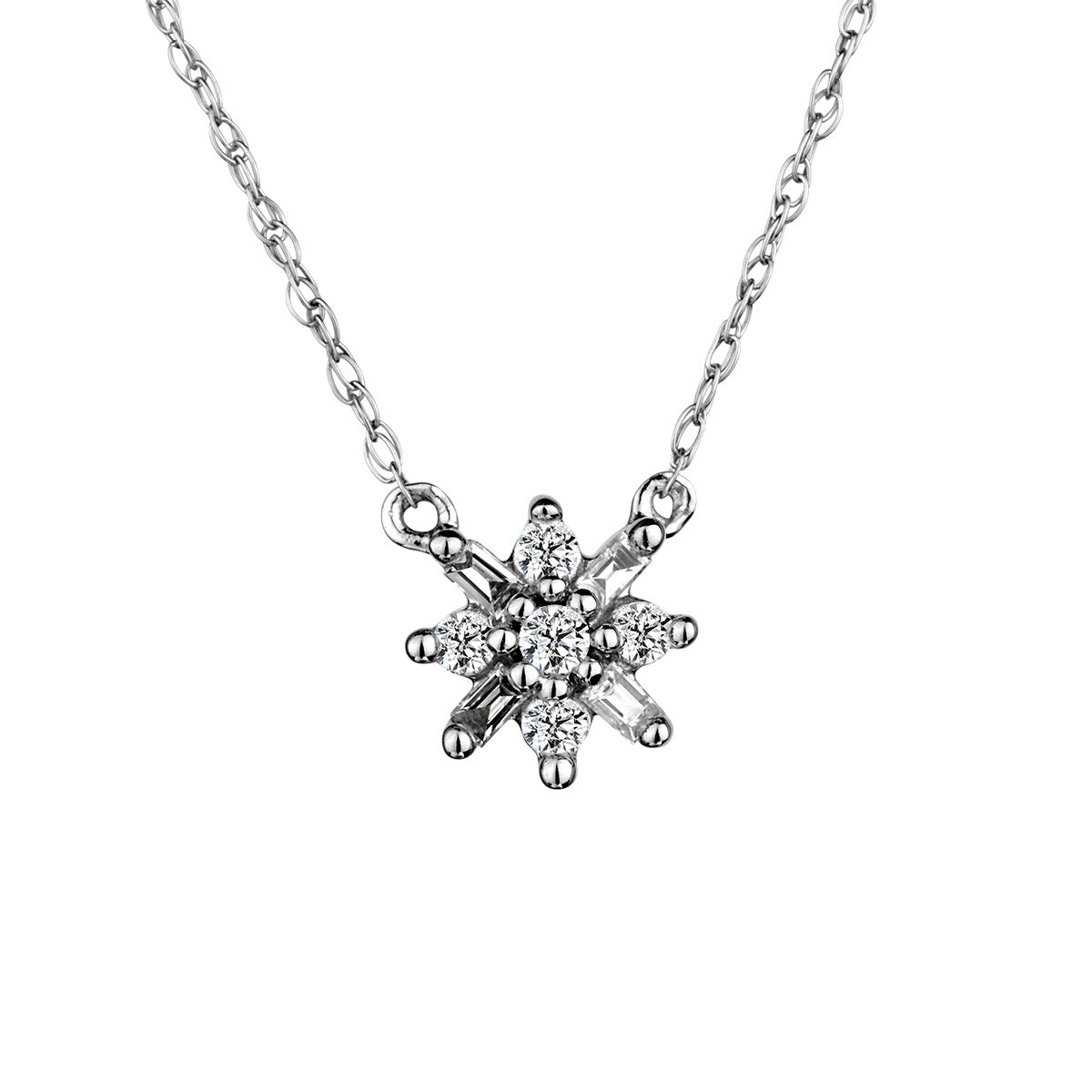 .10 Carat Diamond "Snowflake" Pendant,  10kt White Gold. Necklaces and Pendants. Griffin Jewellery Designs.