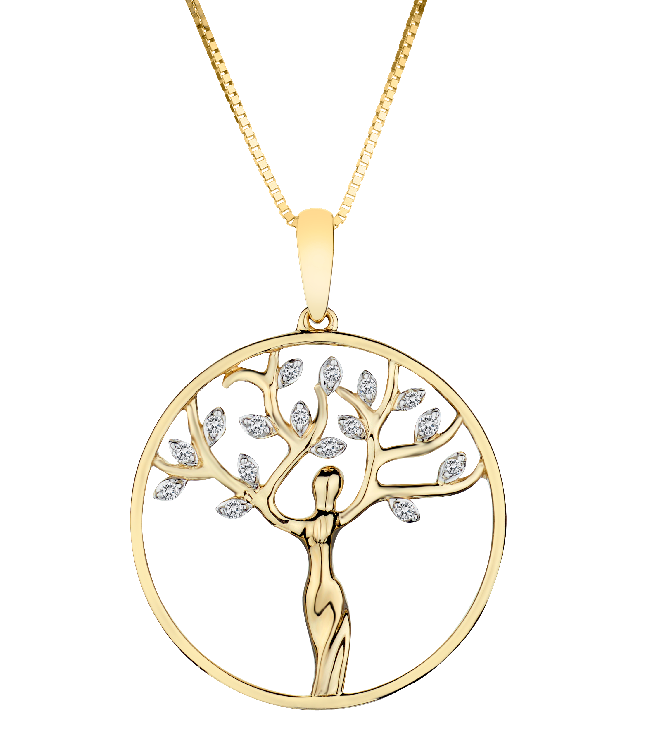 07 Carat of Diamond Tree of Life Pendant 10kt Yellow Gold.NOW