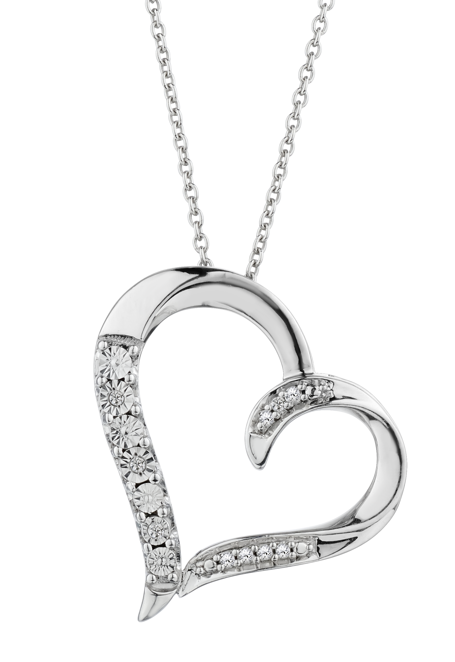 .05 Carat of Diamonds Miracle Heart Pendant, Silver.....................NOW