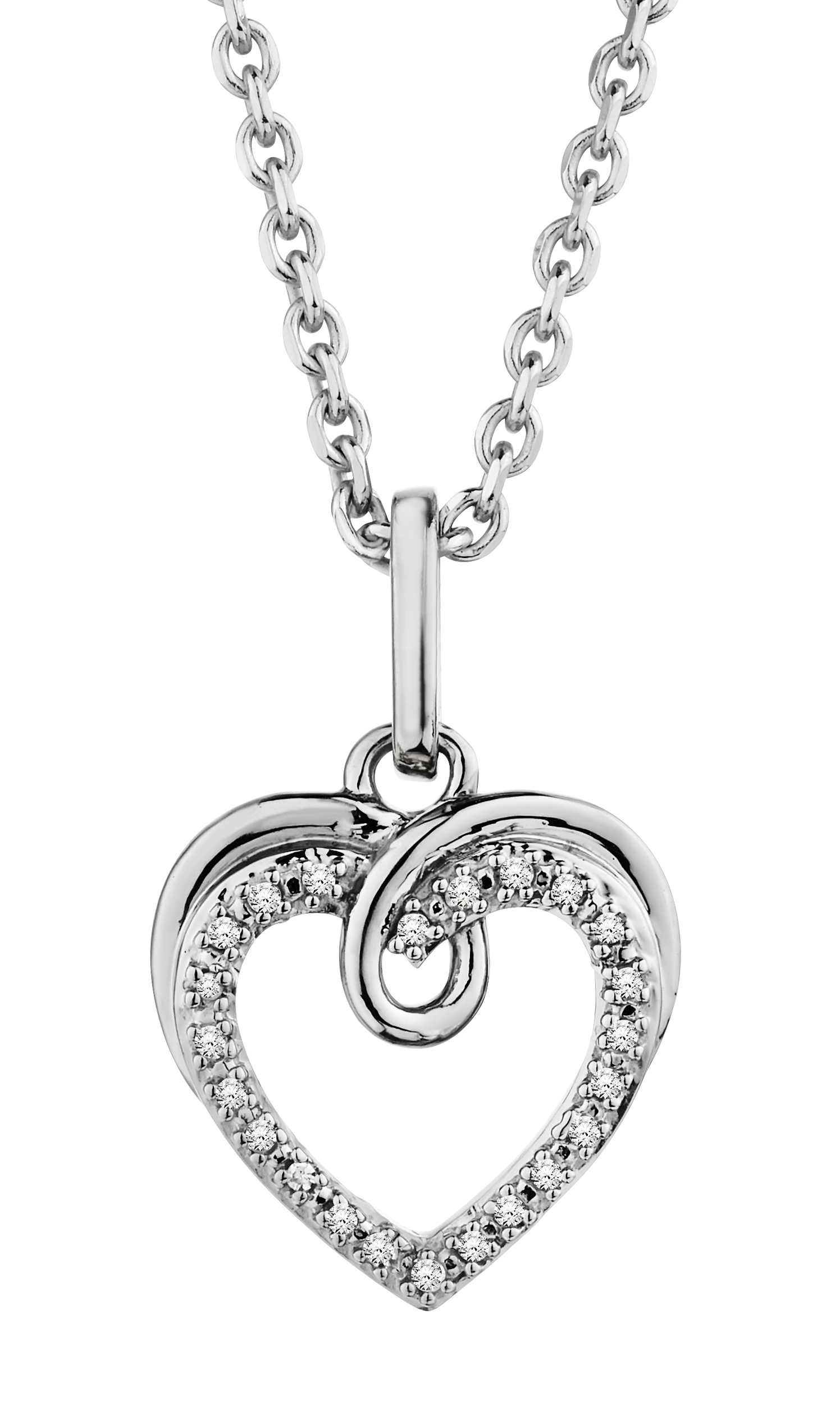 .03 Carat of Diamonds Heart Pendant, Silver.....................NOW