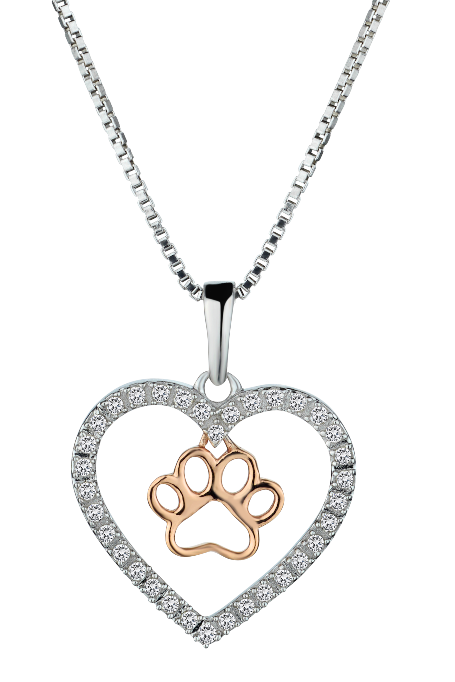 .11 Carat of Diamonds "Bear Paw" Heart Pendant, Silver.....................NOW
