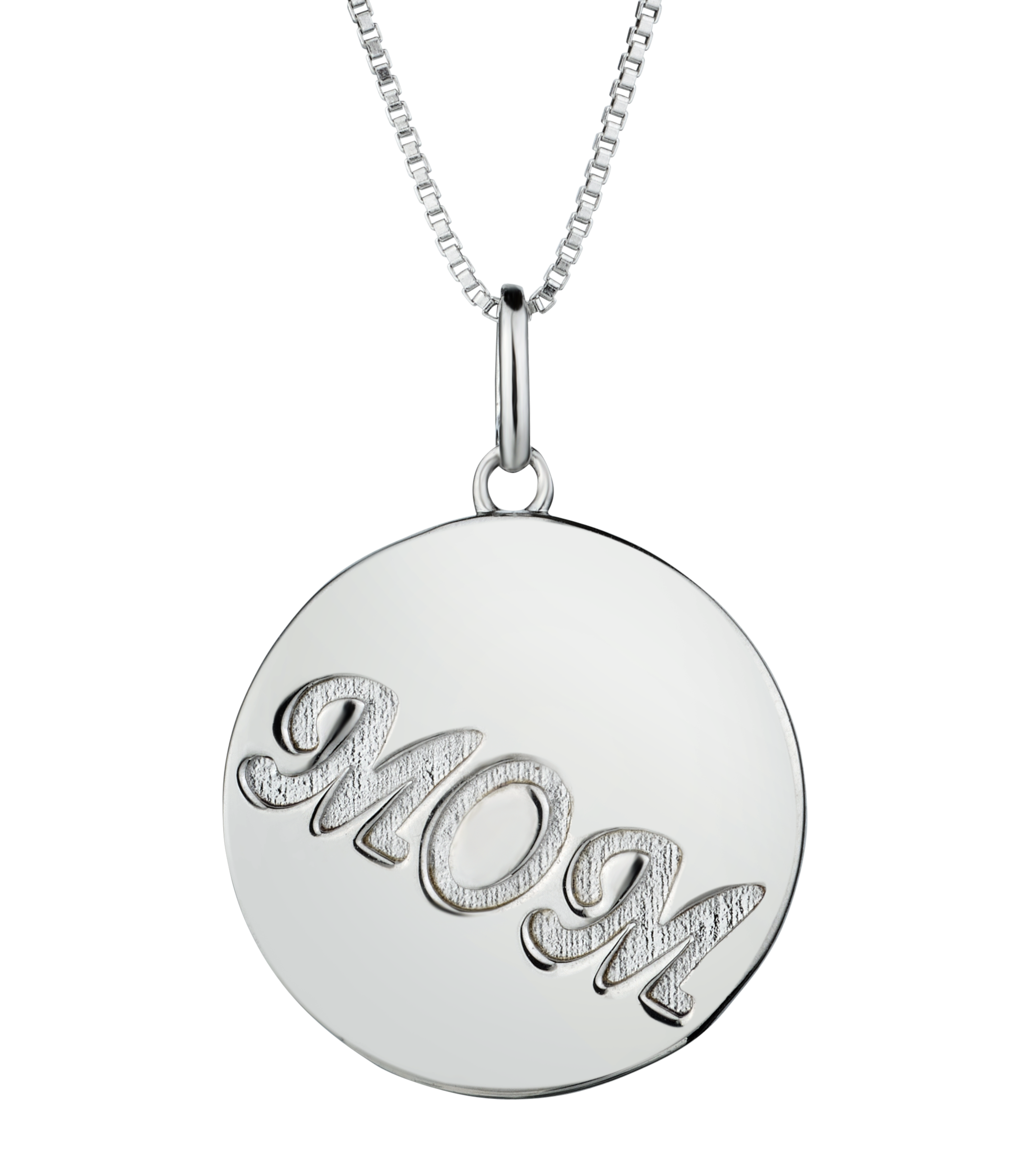 Mom Disc Pendant Silver.NOW