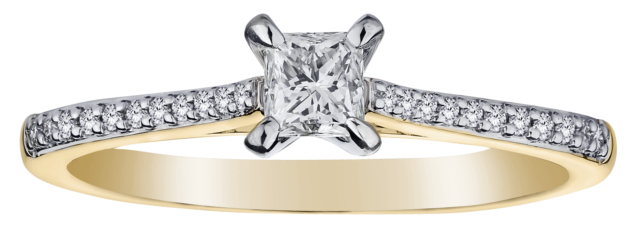 product photo of .65 Carat of Canadian Diamonds  "Princess" Engagement Ring,  10kt Yellow Gold & White Gold from Griffin jewellery designs