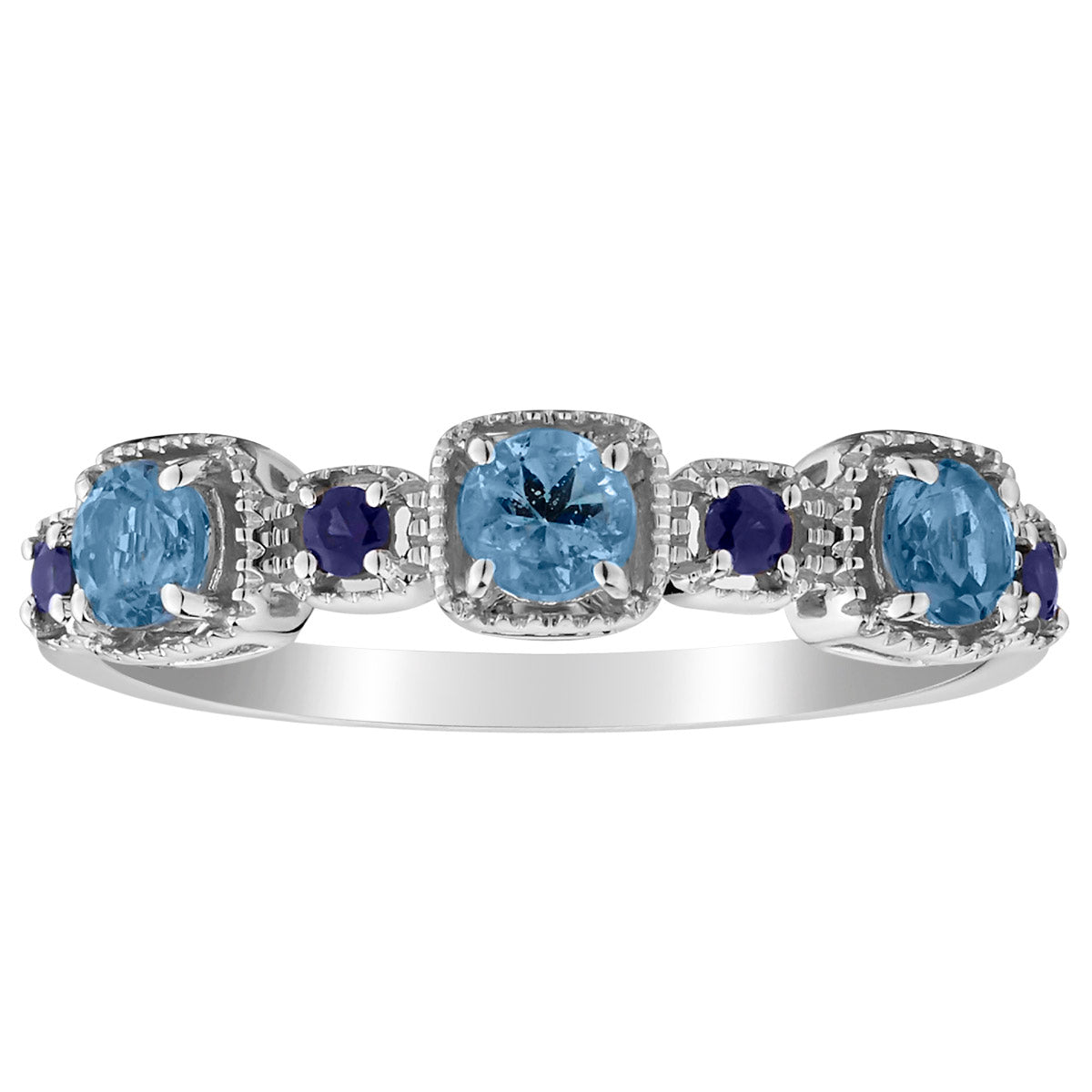 .45 Carat Genuine Santa Maria Aquamarine & .16 Carat Blue Sapphire Ring,  14kt White Gold. Gemstone Rings. Griffin Jewellery Designs