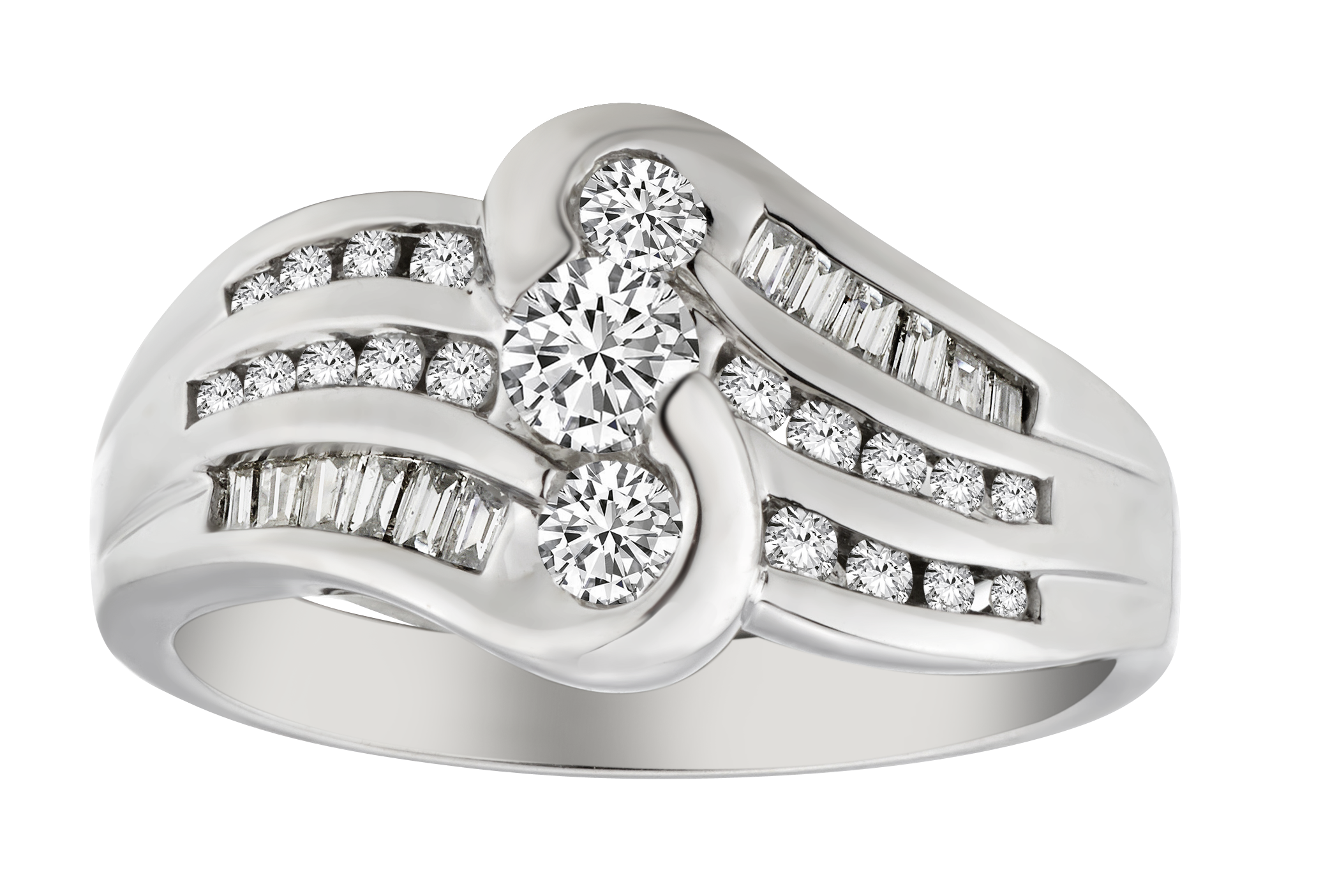 .75 Carat of Diamonds "Past, Present, Future" Ring, 14kt White Gold.....................NOW