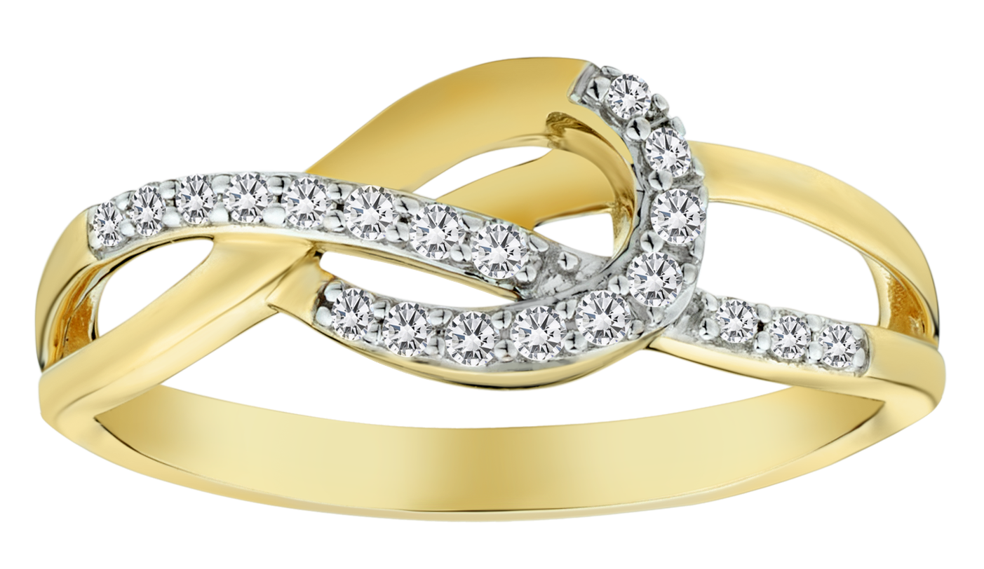 16 Carat of Diamonds Love Knot Ring 10kt Yellow Gold.NOW