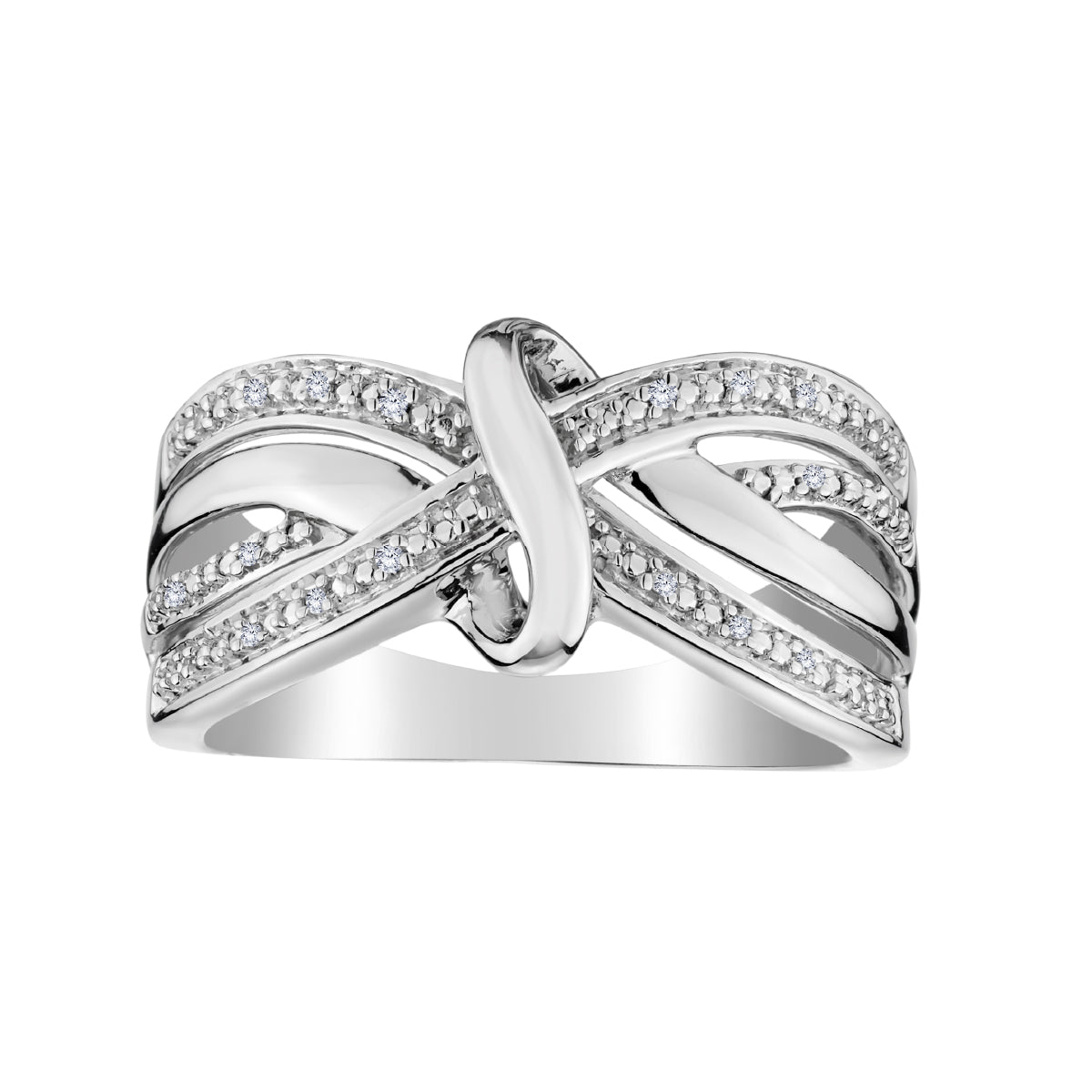 .03 Carat Diamond "Bow" Ring, Sterling Silver. Fashion Rings. Griffin Jewellery Designs