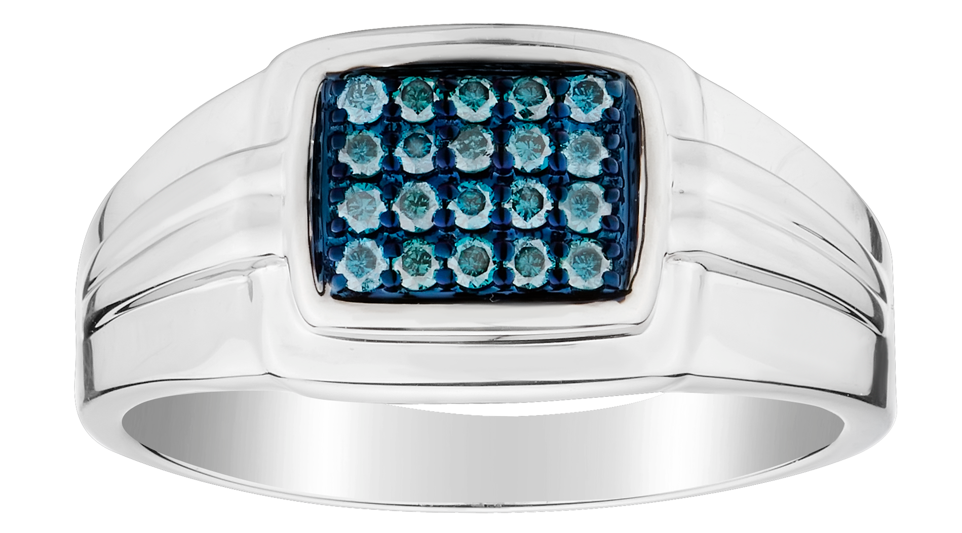 25 Carat of Enhanced Blue Diamonds Gentleman s Ring Silver