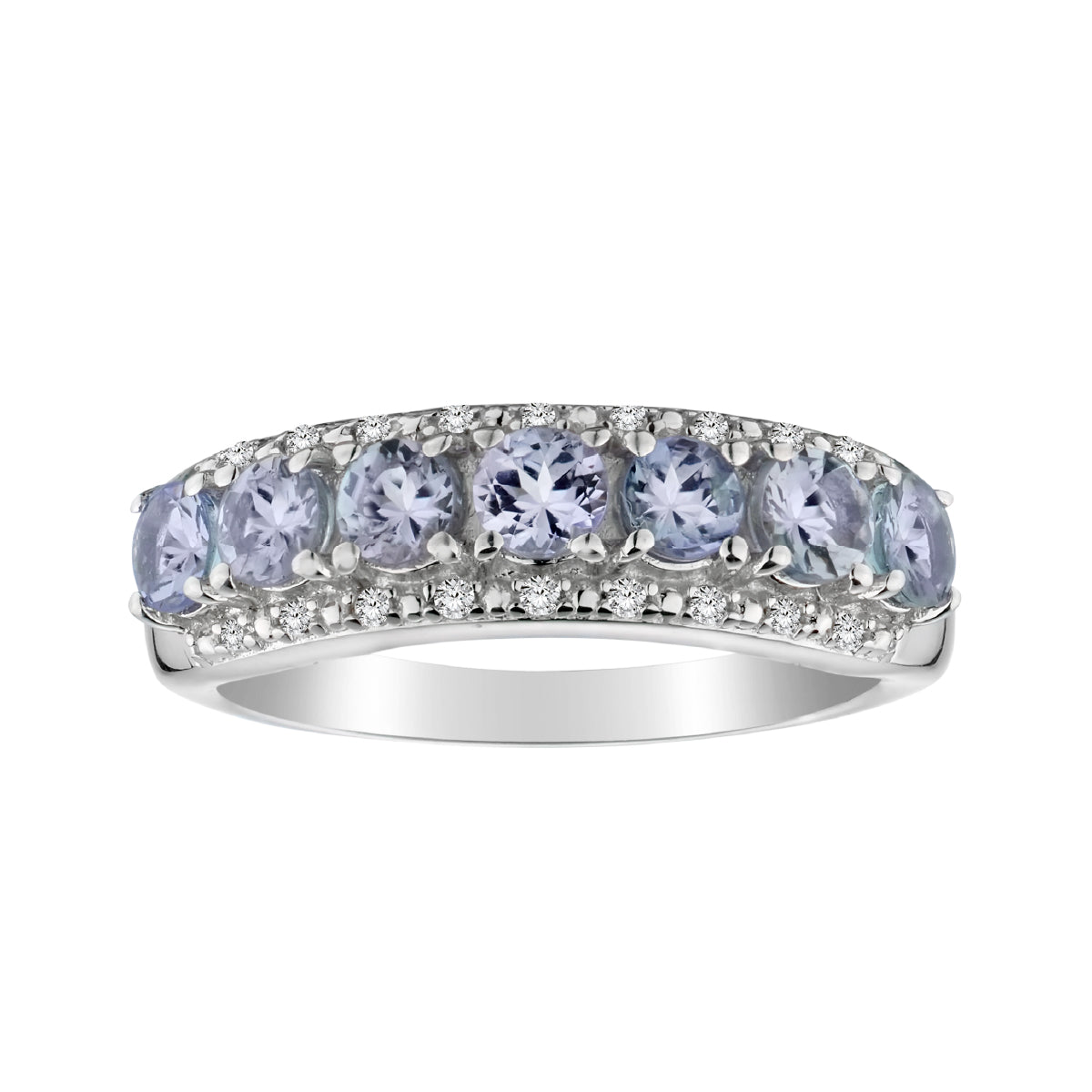 1.20 Carat Genuine Tanzanite & White Zircon Ring, Sterling Silver. Gemstone Rings. Griffin Jewellery Designs