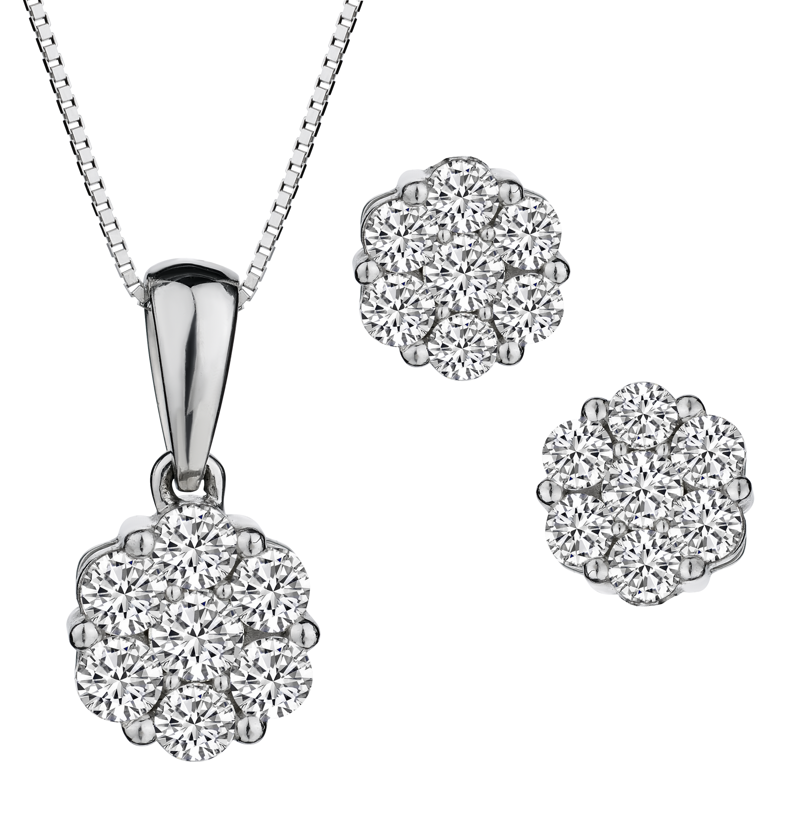 1.25 Carats of Diamonds "Flower" Pendant & Earrings Set, 10kt White Gold.....................NOW