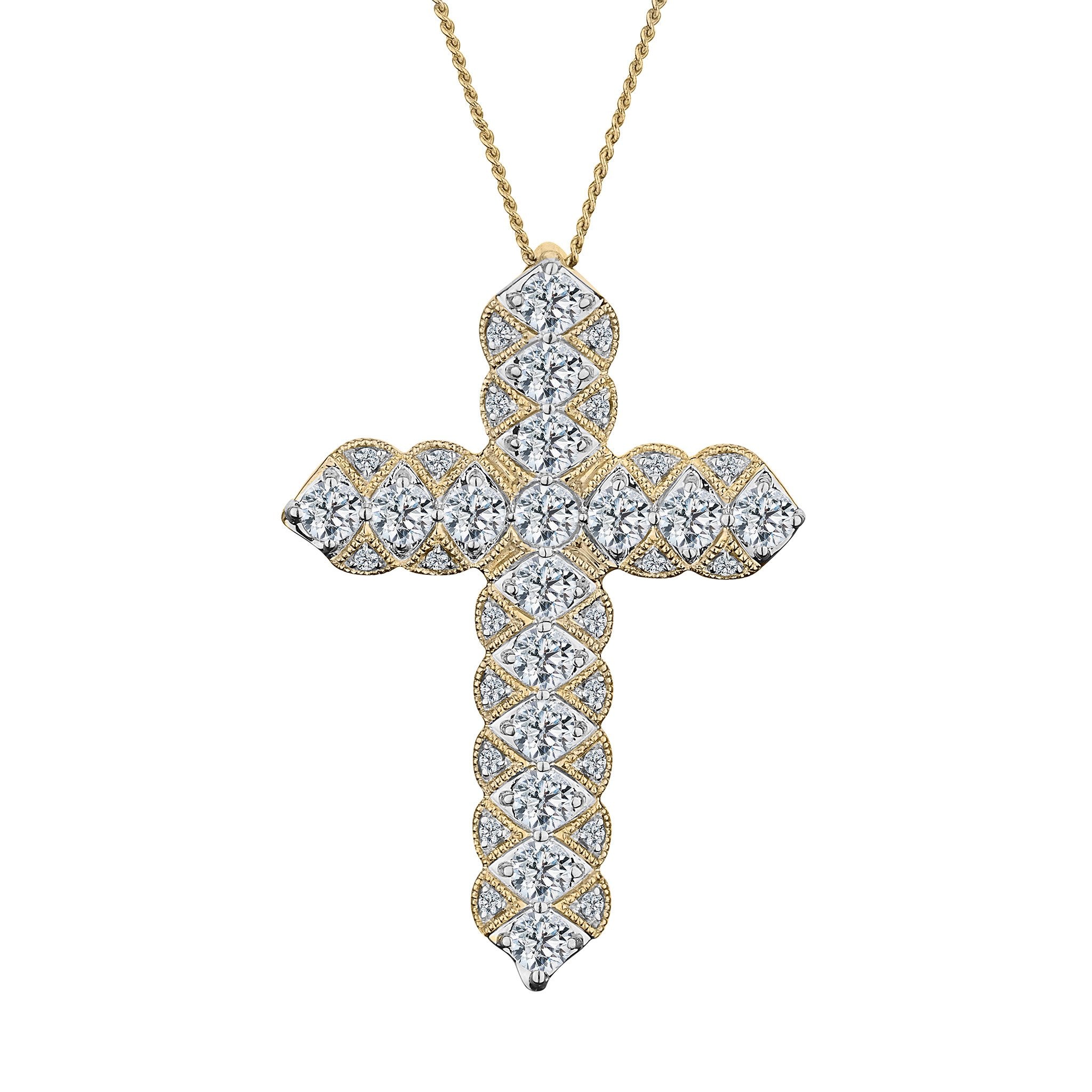 Carat of Diamonds Cross Pendant, 10kt Yellow