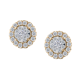 1.00 Carat of Diamonds Halo Stud Earrings, 10kt Yellow Gold.....................NOW