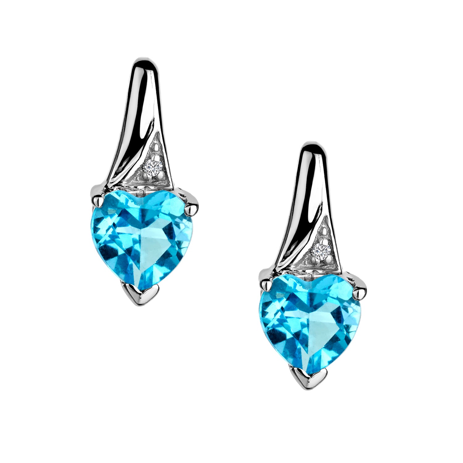 Genuine Blue Topaz Diamond Stud Earrings,  Sterling Silver. Griffin Jewellery Designs