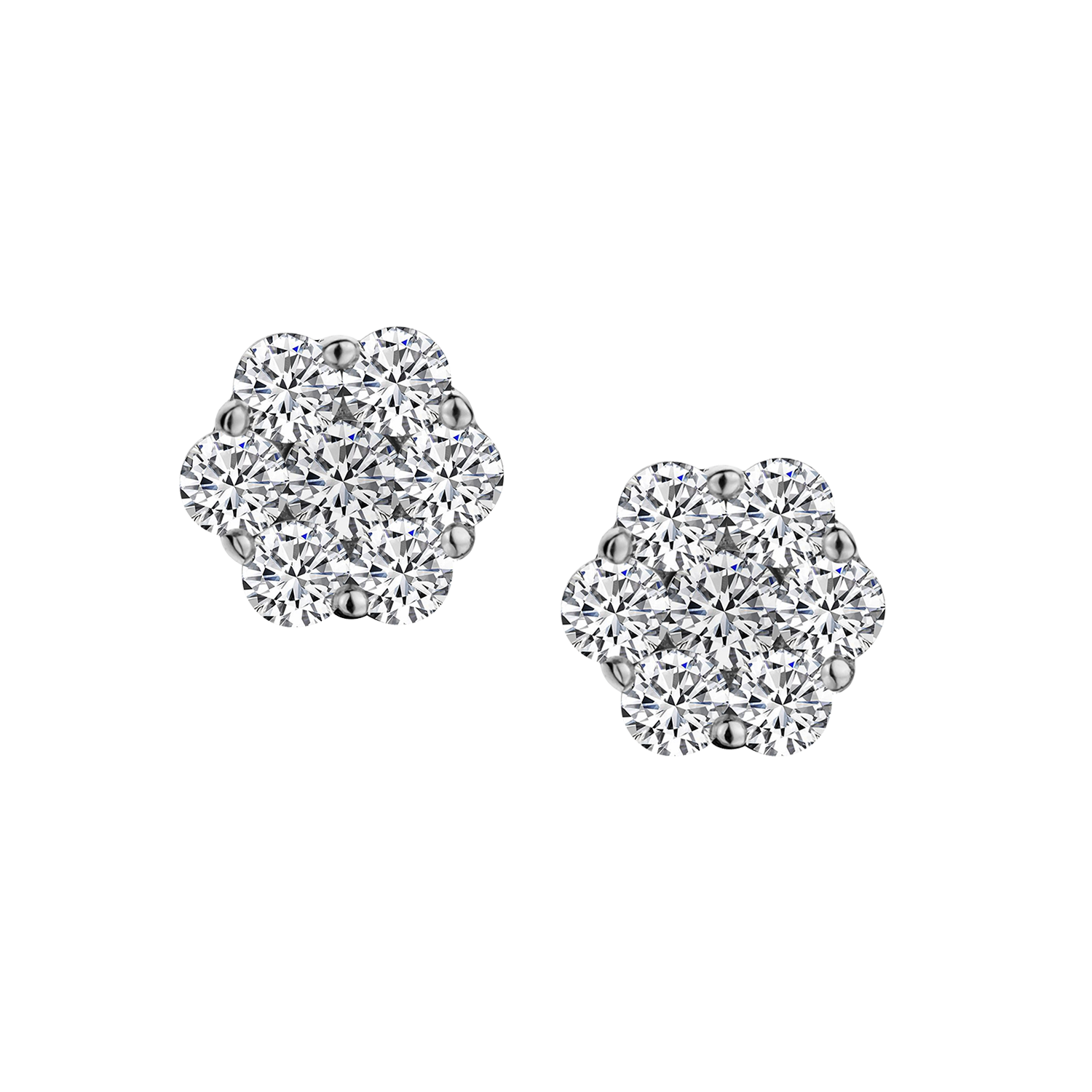 1.00 Carat of Diamonds Flower Earrings, 10kt White Gold....................NOW