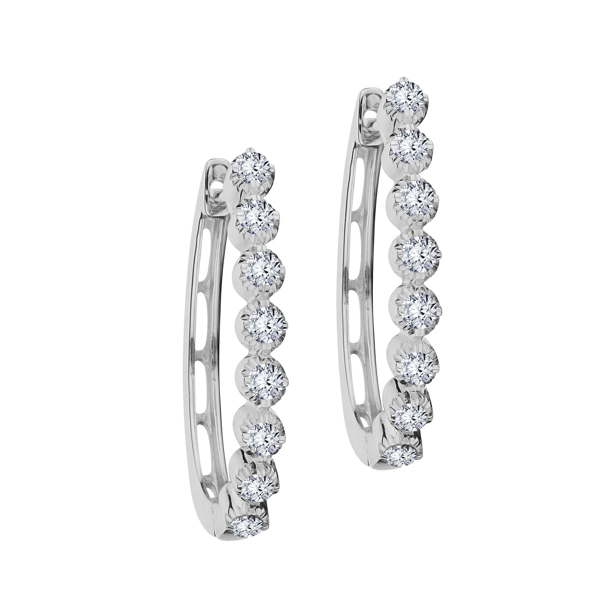.75 Carat Diamond Hoop Earrings,  14kt White Gold. Hoops. Hoop Earrings. Griffin Jewellery Designs