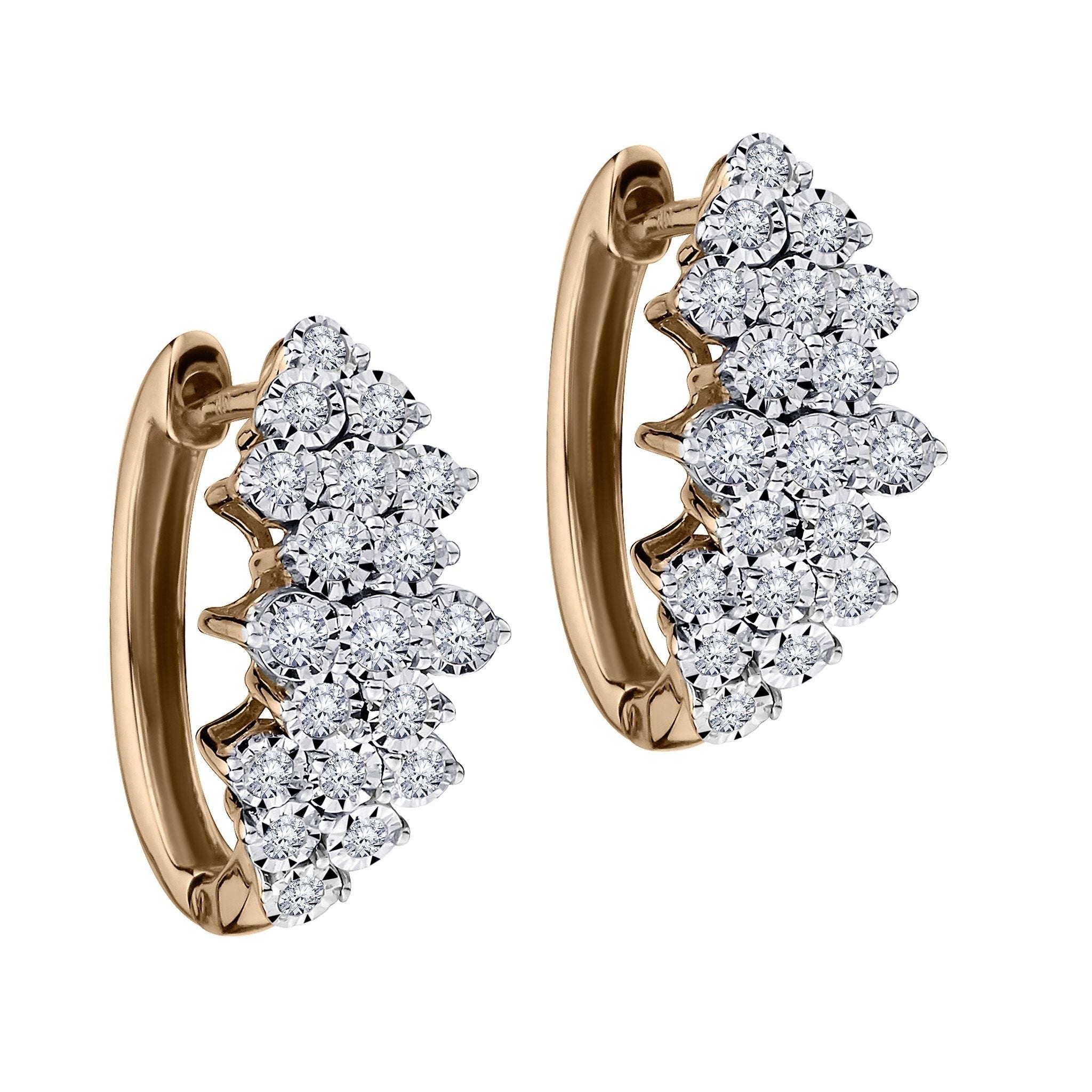 .50 CARAT DIAMOND "WATERFALL" EARRINGS, 10kt YELLOW GOLD. Hoops. Hoop Earrings. Griffin Jewellery Designs
