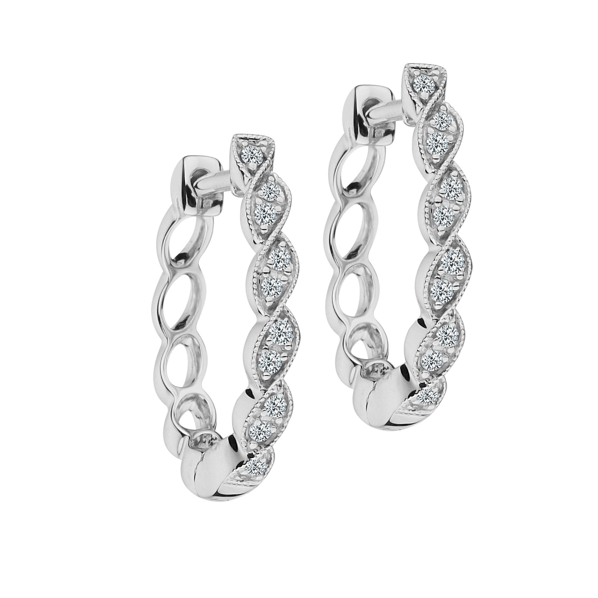 .10 CARAT DIAMOND HOOP EARRINGS, 10kt WHITE GOLD. Hoops. Hoop Earrings. Griffin Jewellery Designs