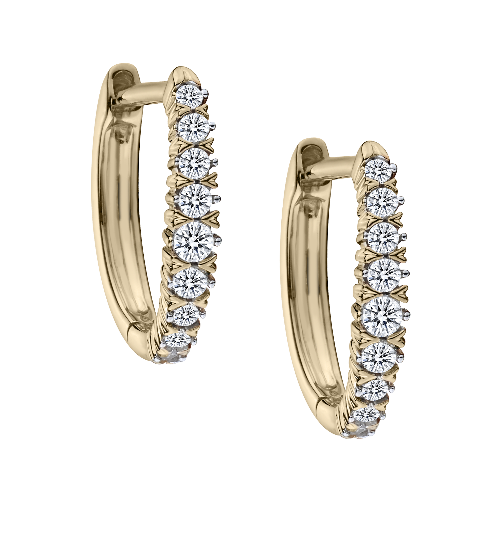 .25 Carat Diamond Hoop Earrings, 10kt Yellow Gold. Hoops. Hoop Earrings. Griffin Jewellery Designs