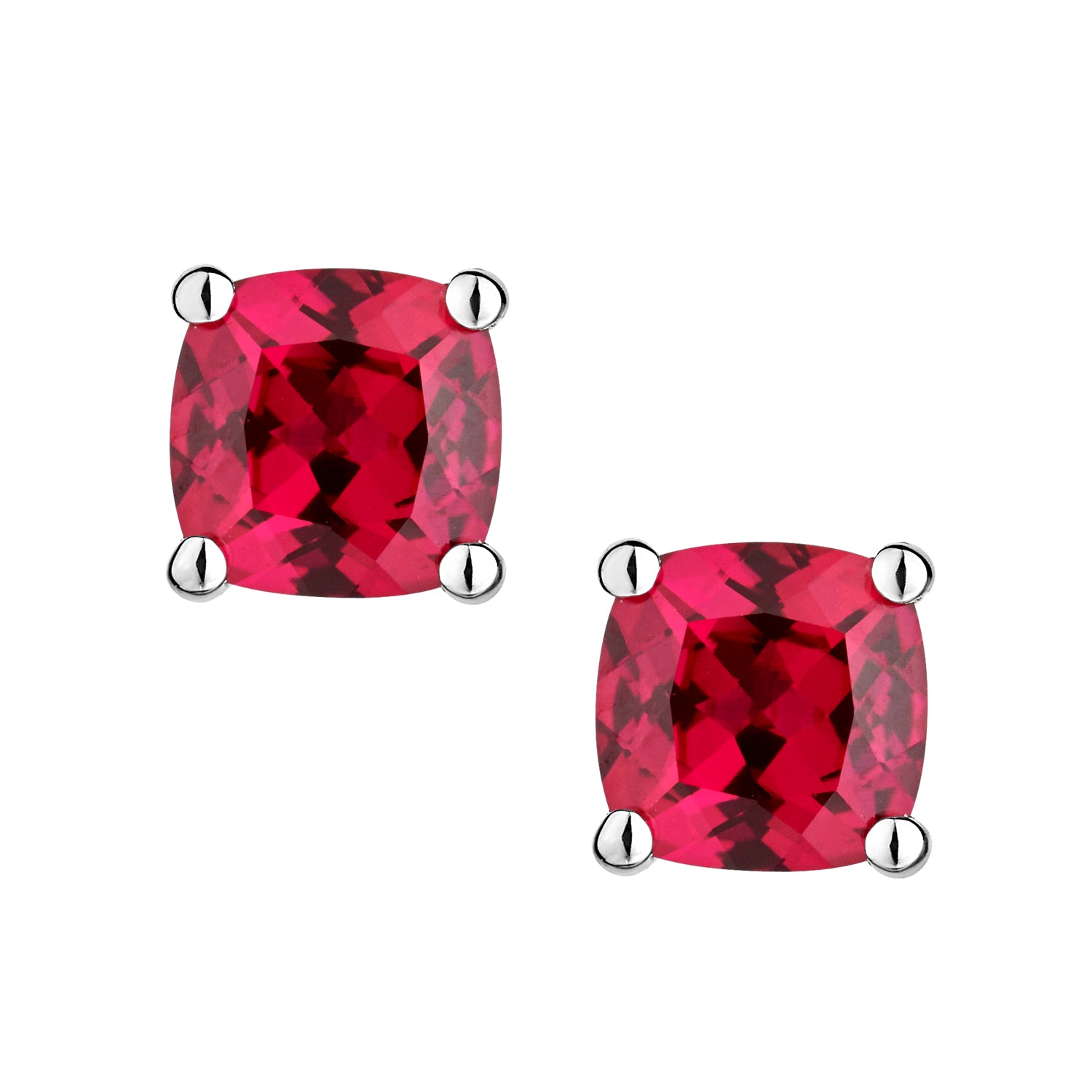 Created Ruby Stud Earrings,  Sterling Silver. Griffin Jewellery Designs