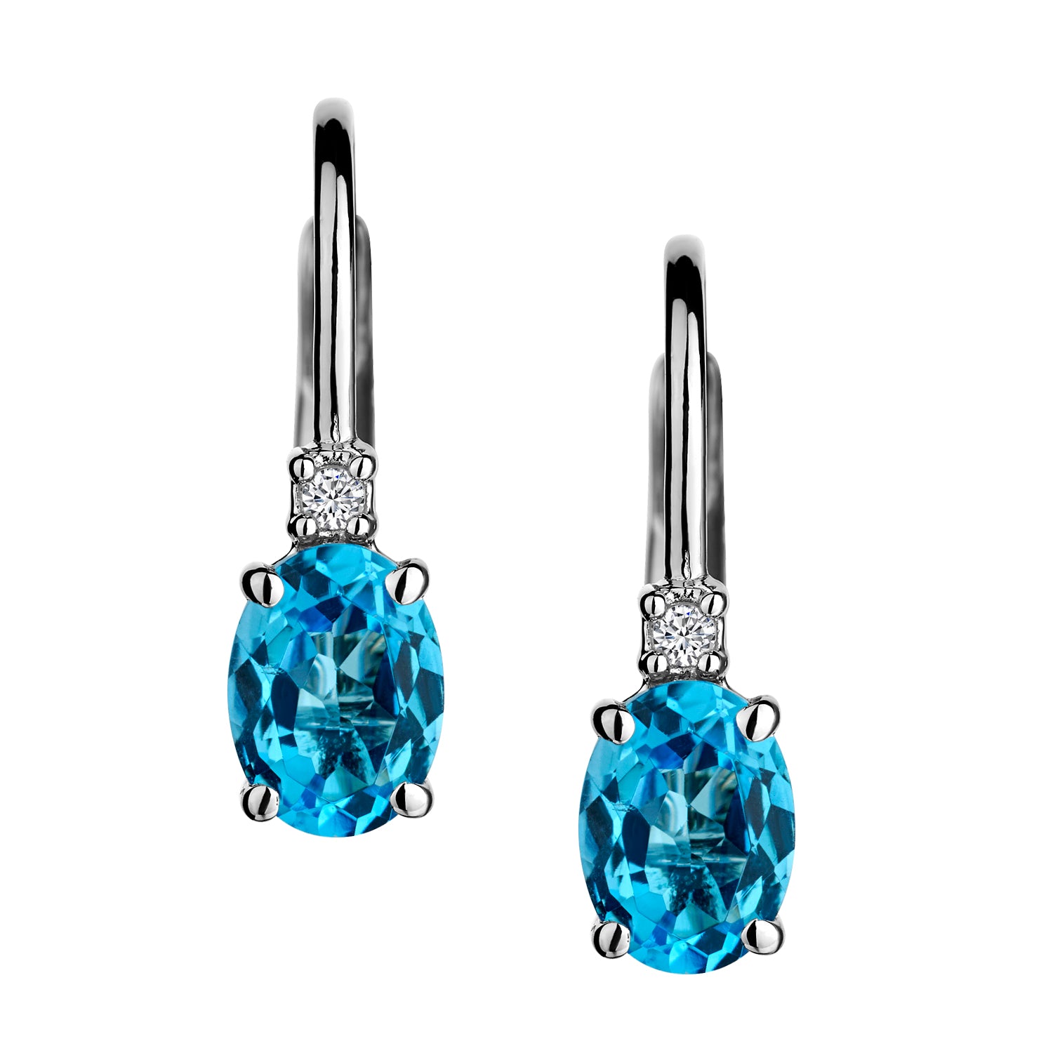 Swiss Blue Topaz & Created Sapphire Drop Earrings,  Sterling Silver. Griffin Jewellery Designs
