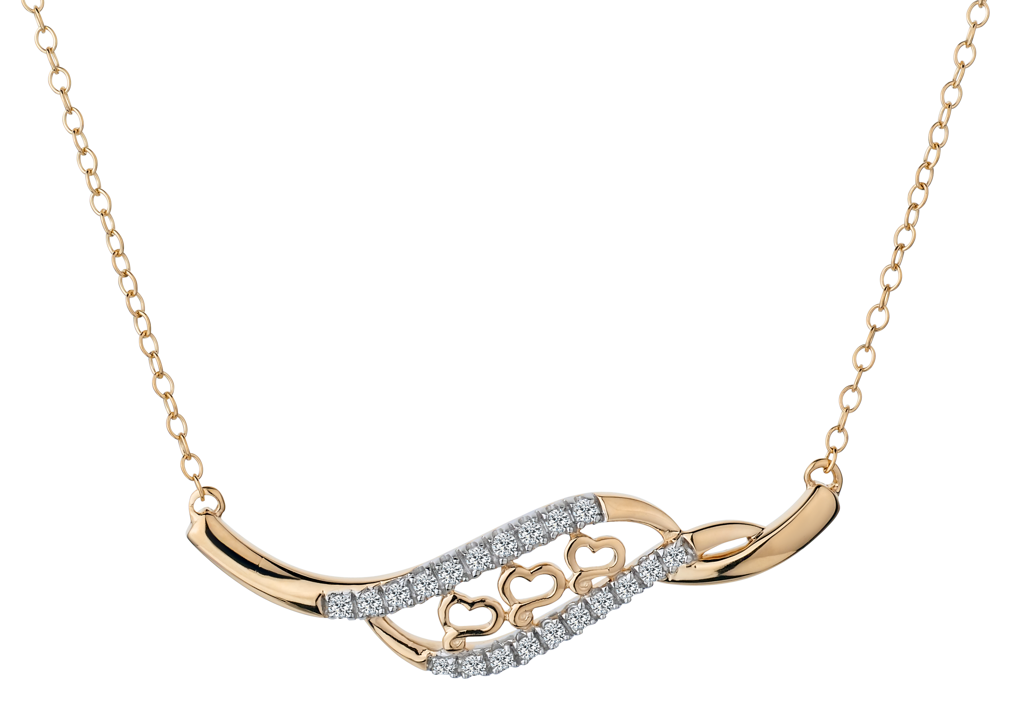 16 Carat of Diamonds Past Present Future Heart Necklace 10kt Yellow Gold.NOW