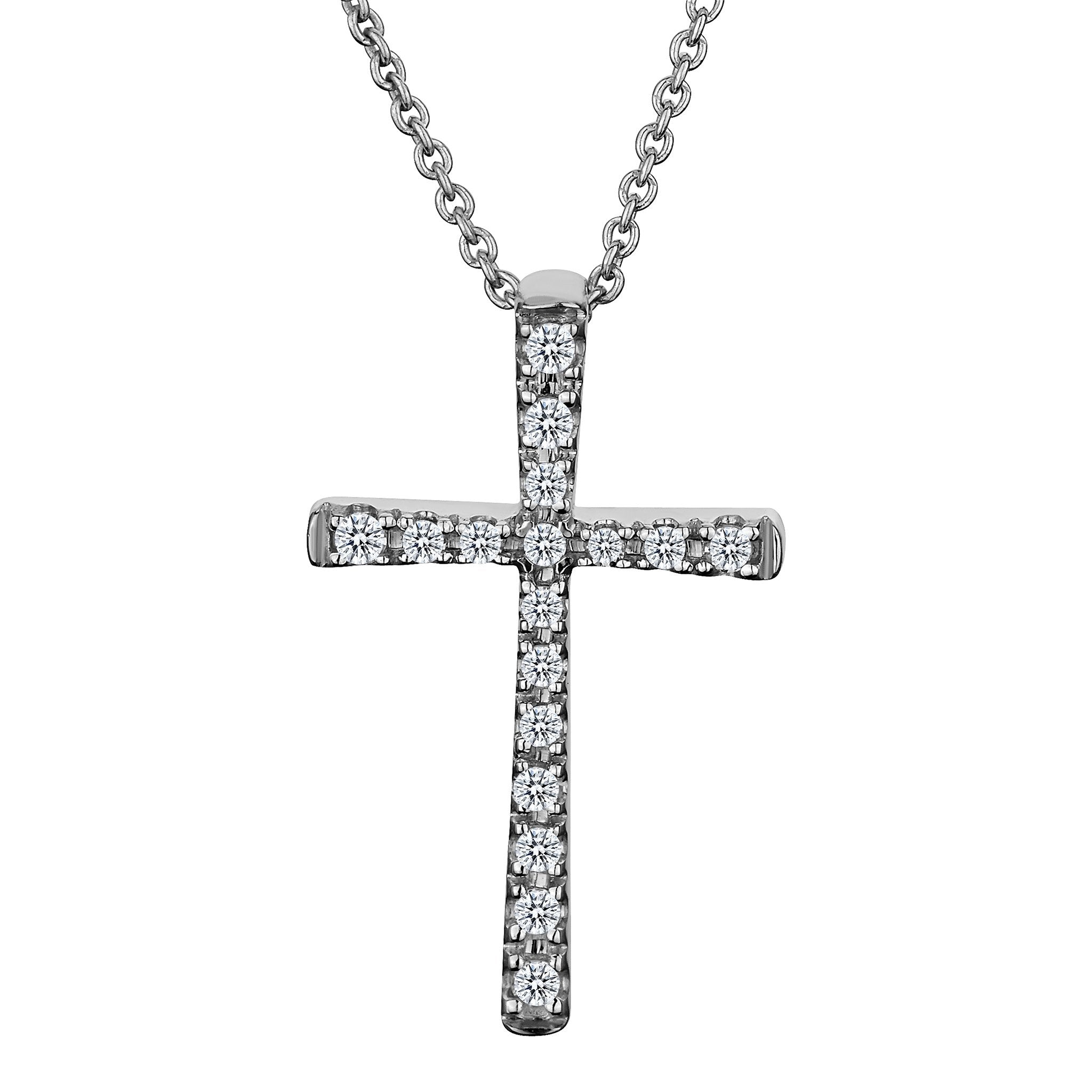 .10 Carat Diamond Cross Pendant,  10kt White Gold. Necklaces and Pendants. Griffin Jewellery Designs.