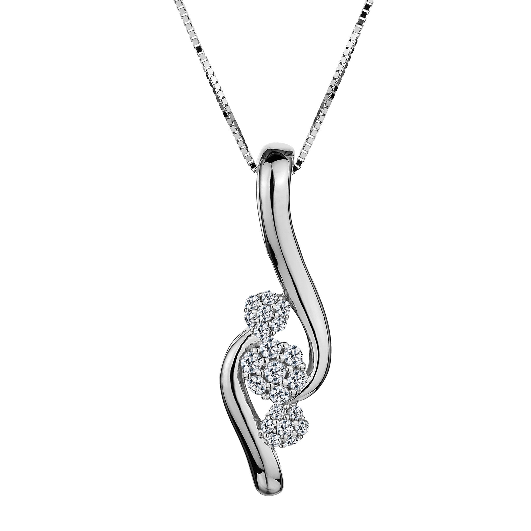.15 Carat "Past, Present, Future" Diamond Pendant,  10kt White Gold. Necklaces and Pendants. Griffin Jewellery Designs.