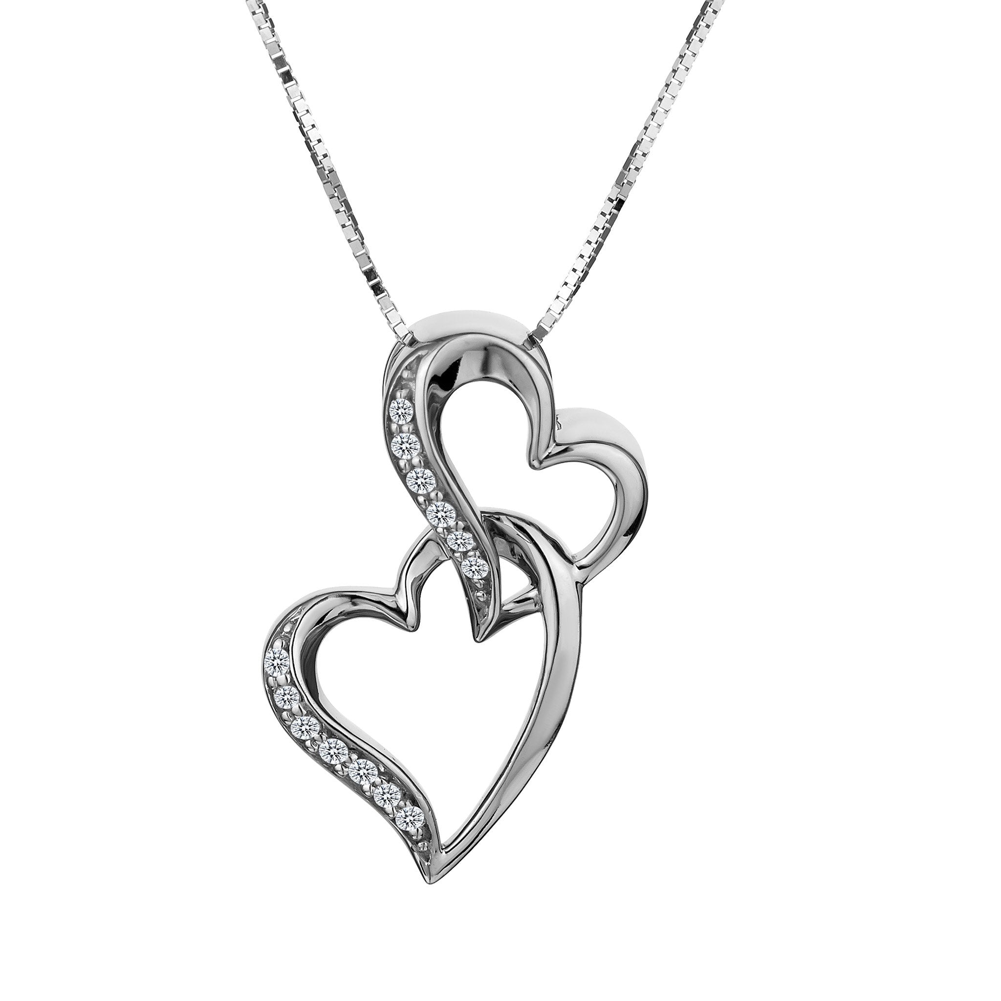 .06 Carat of Diamonds "Interlocking Love" Heart Pendant, 10kt White Gold..........................NOW