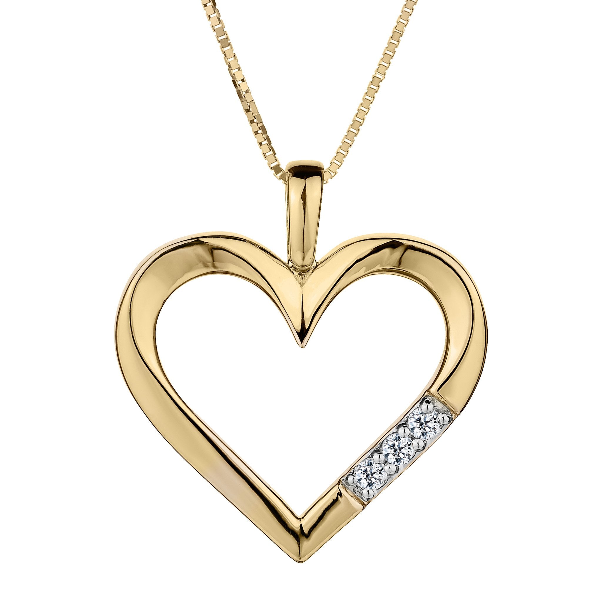 .05 Carat Diamond "Past, Present, Future" Heart Pendant,  10kt Yellow Gold....................NOW