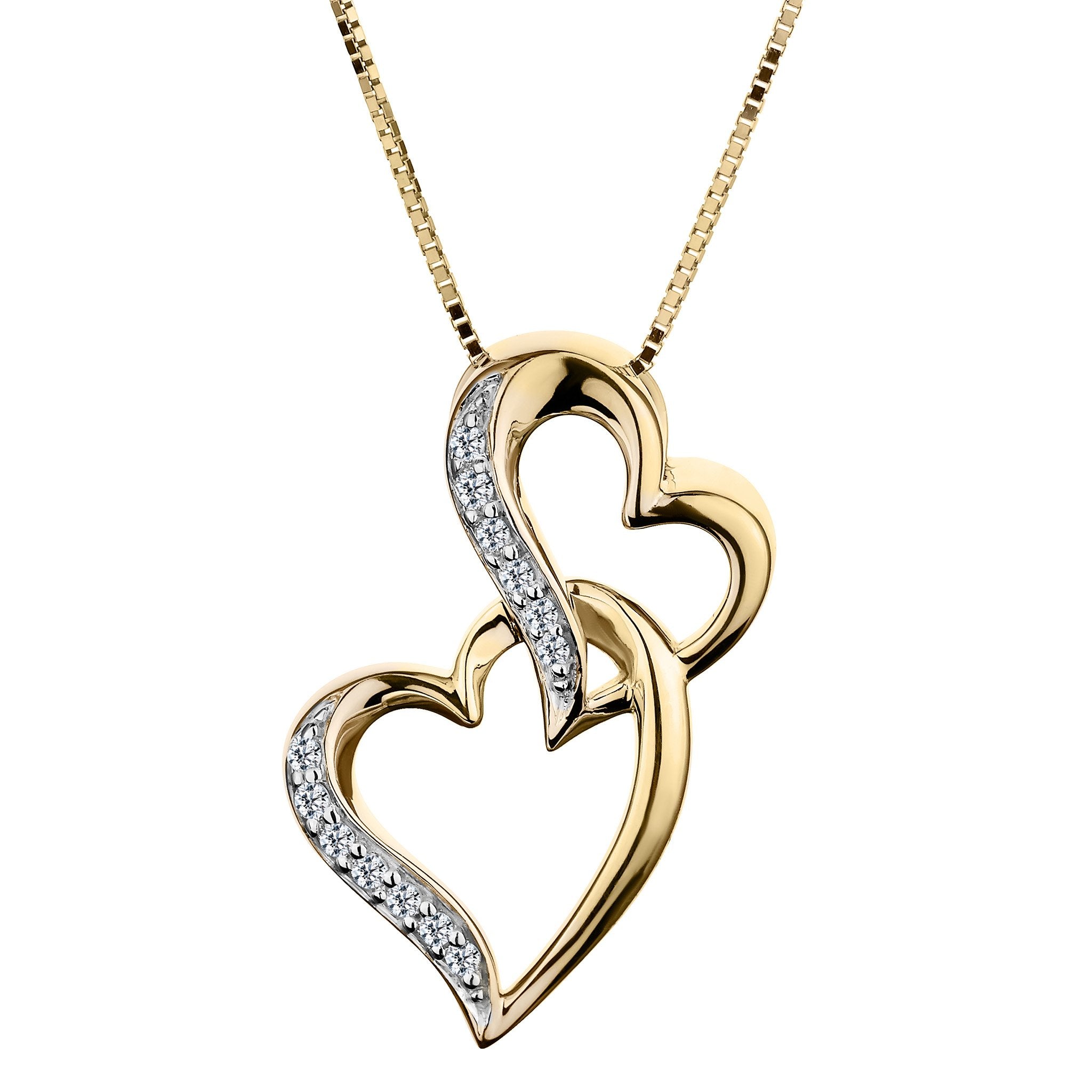 .06 Carat of Diamonds "Interlocking Love" Heart Pendant, 10kt Yellow Gold.....................NOW