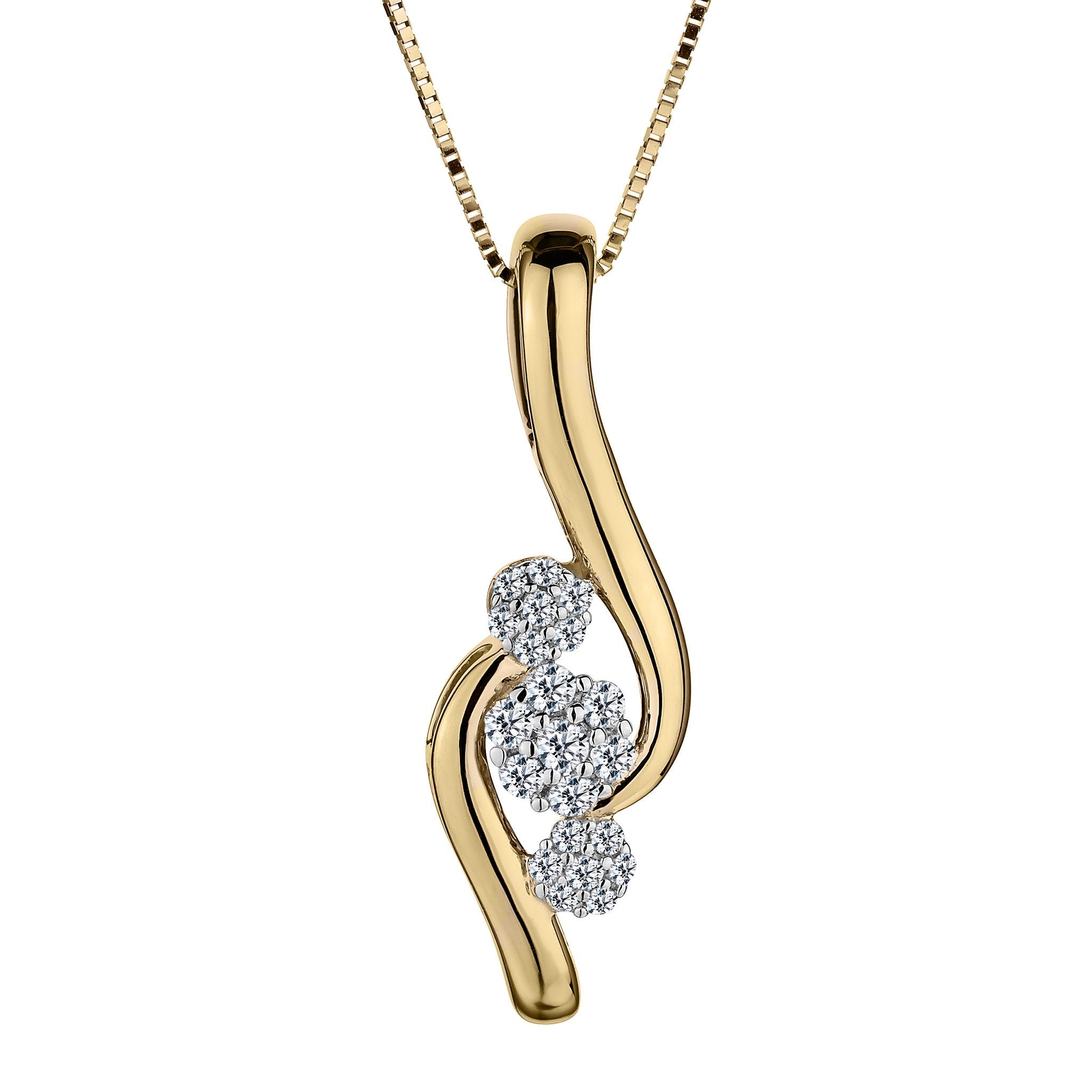 .15 Carat "Past, Present, Future" Diamond Pendant,  10kt Yellow Gold. Necklaces and Pendants. Griffin Jewellery Designs.