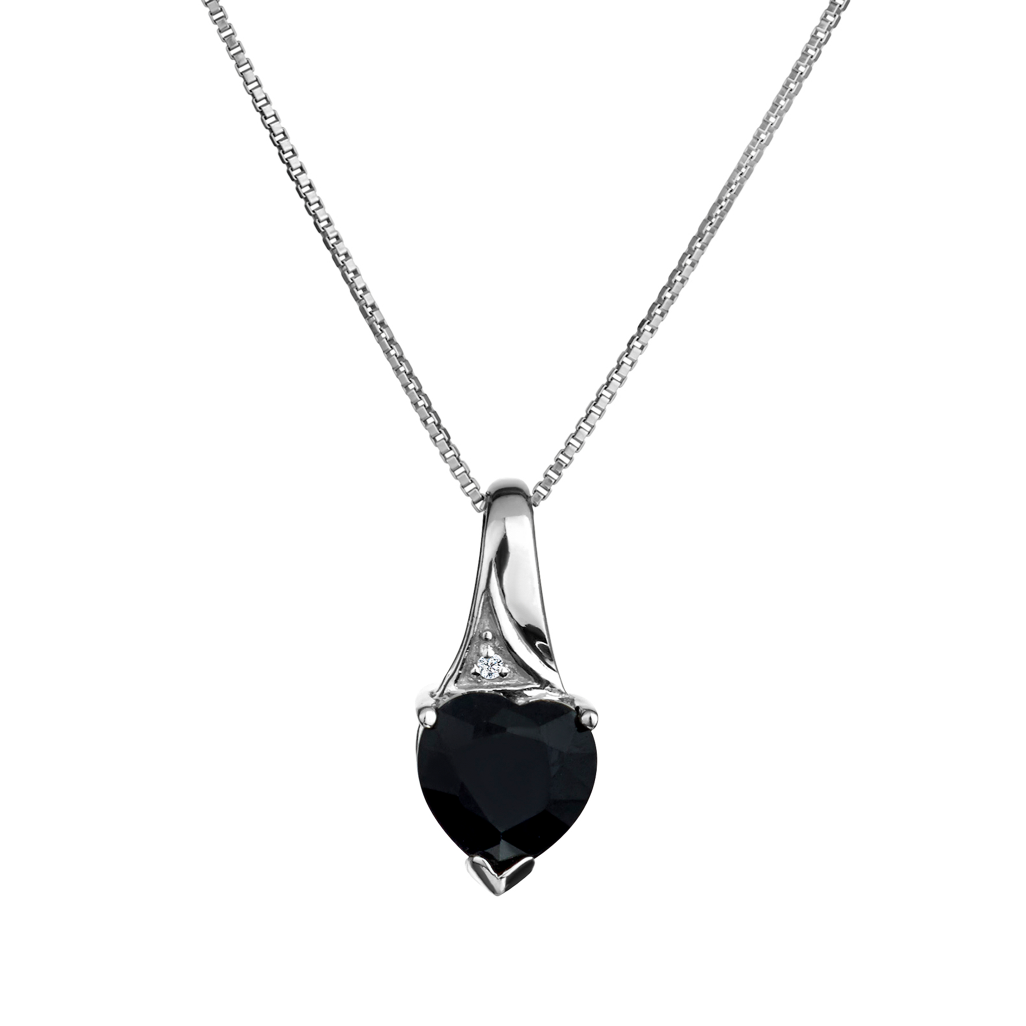 Genuine Black Sapphire Heart Pendant,  Sterling Silver. Necklaces and Pendants. Griffin Jewellery Designs. 