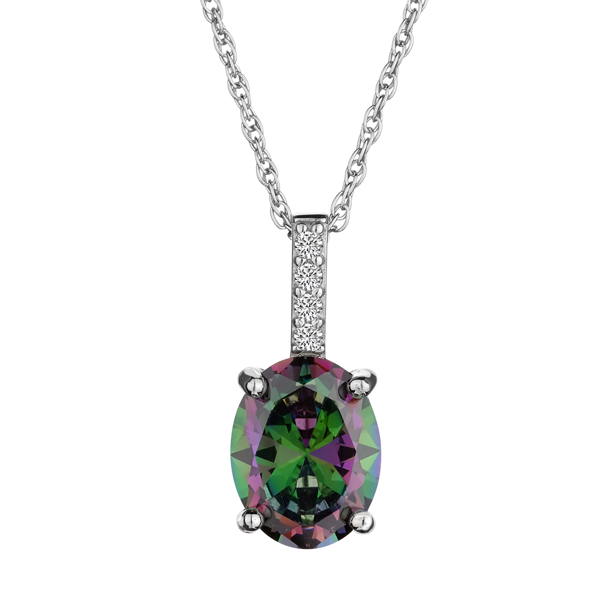 Created Mystic Topaz Pendant Sterling Silver.NOW