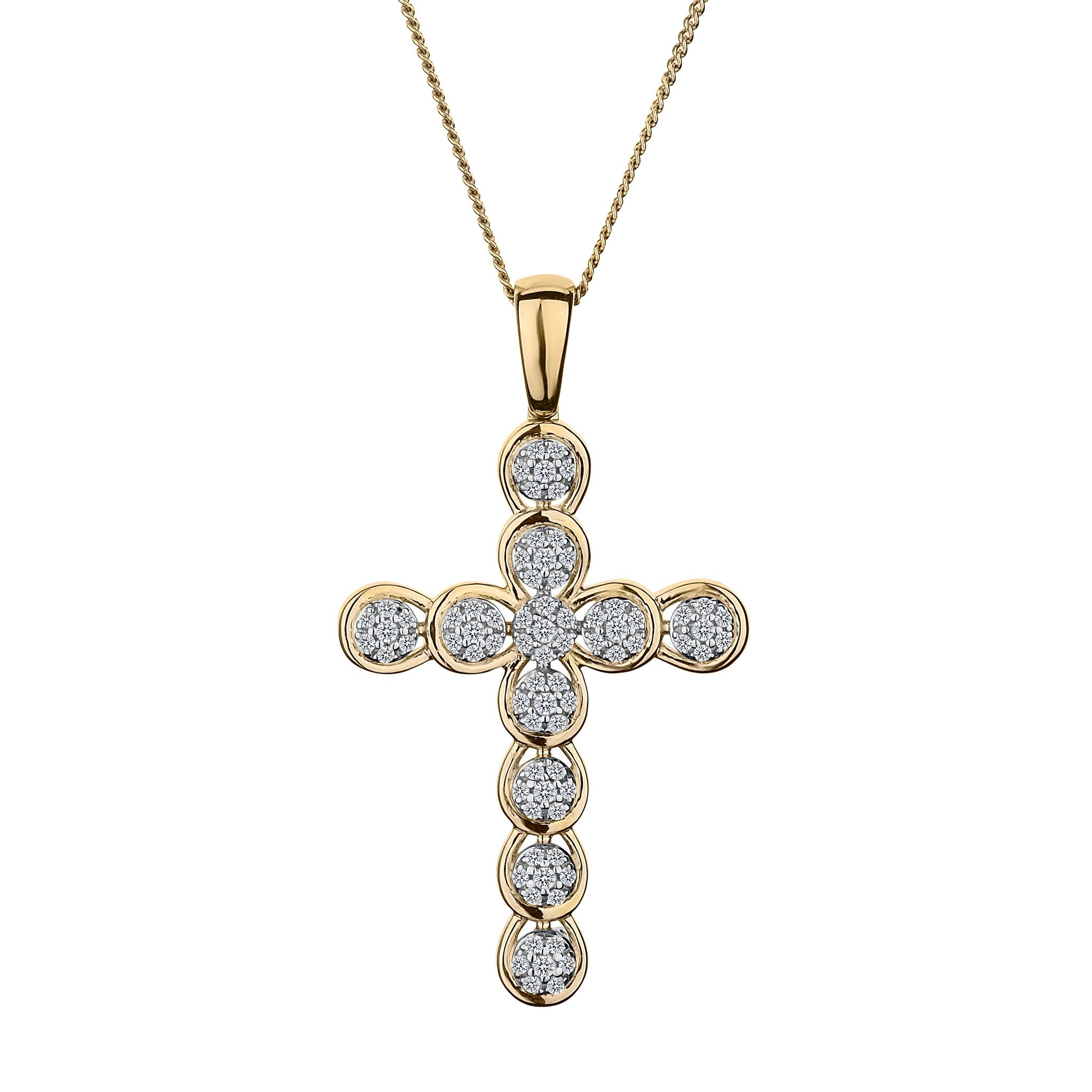 .25 Carat Diamond Pave Cross Pendant,  10kt Yellow Gold. Necklaces and Pendants. Griffin Jewellery Designs.