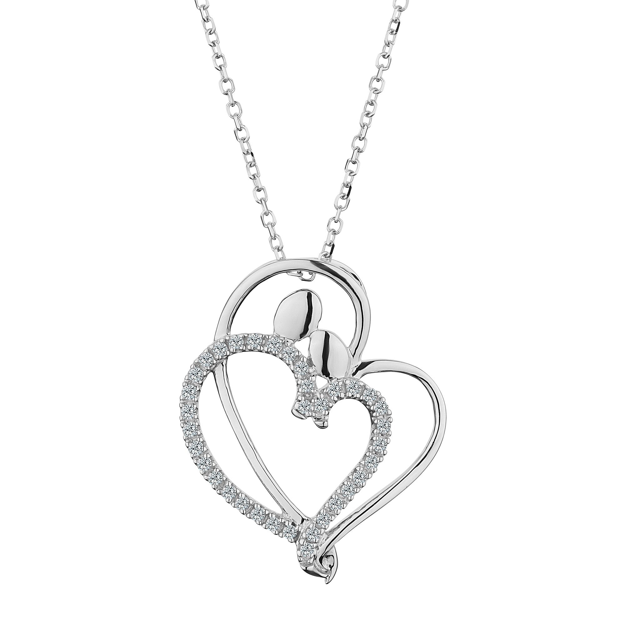 .10 Carat Diamond "Mother And Child" Heart Pendant, 10kt White Gold. Necklaces and Pendants. Griffin Jewellery Designs.