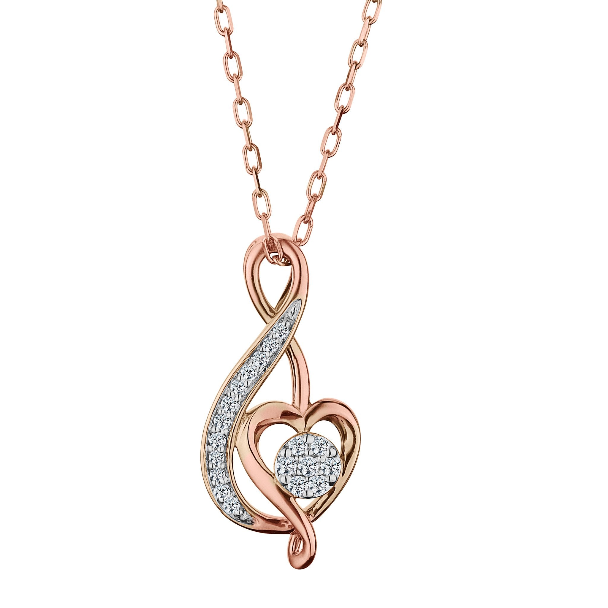 Rose gold heart diamond on sale necklace