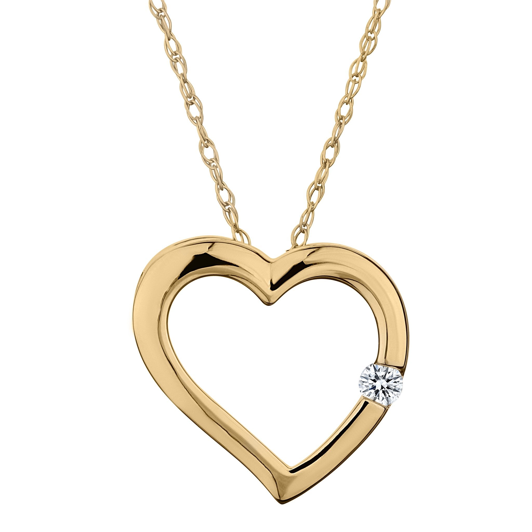 03 Carat of Diamonds Heart Pendant, 10kt Yellow - Main Image