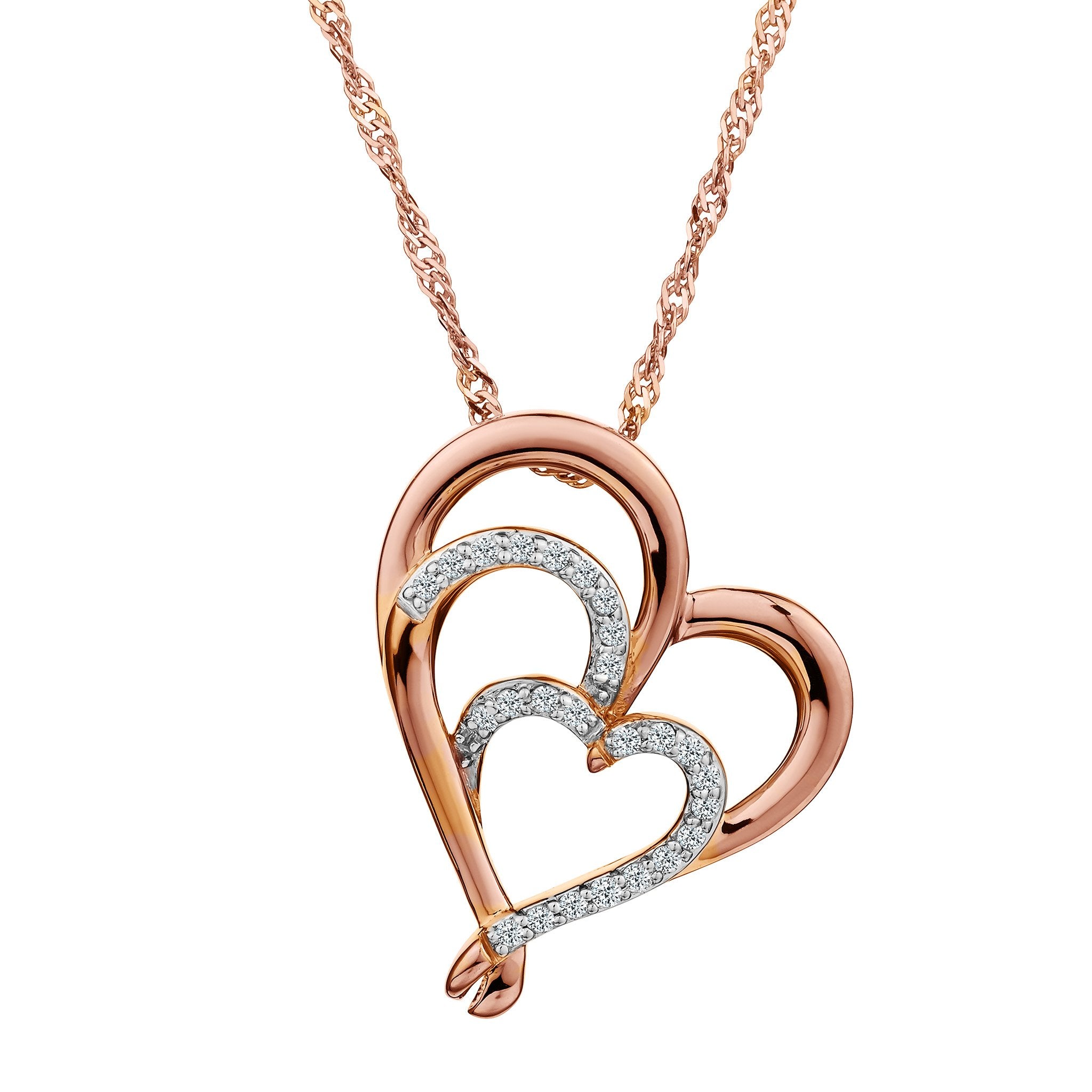 .10 Carat Heart Diamond Pendant,  10kt Rose Gold. Necklaces and Pendants. Griffin Jewellery Designs.