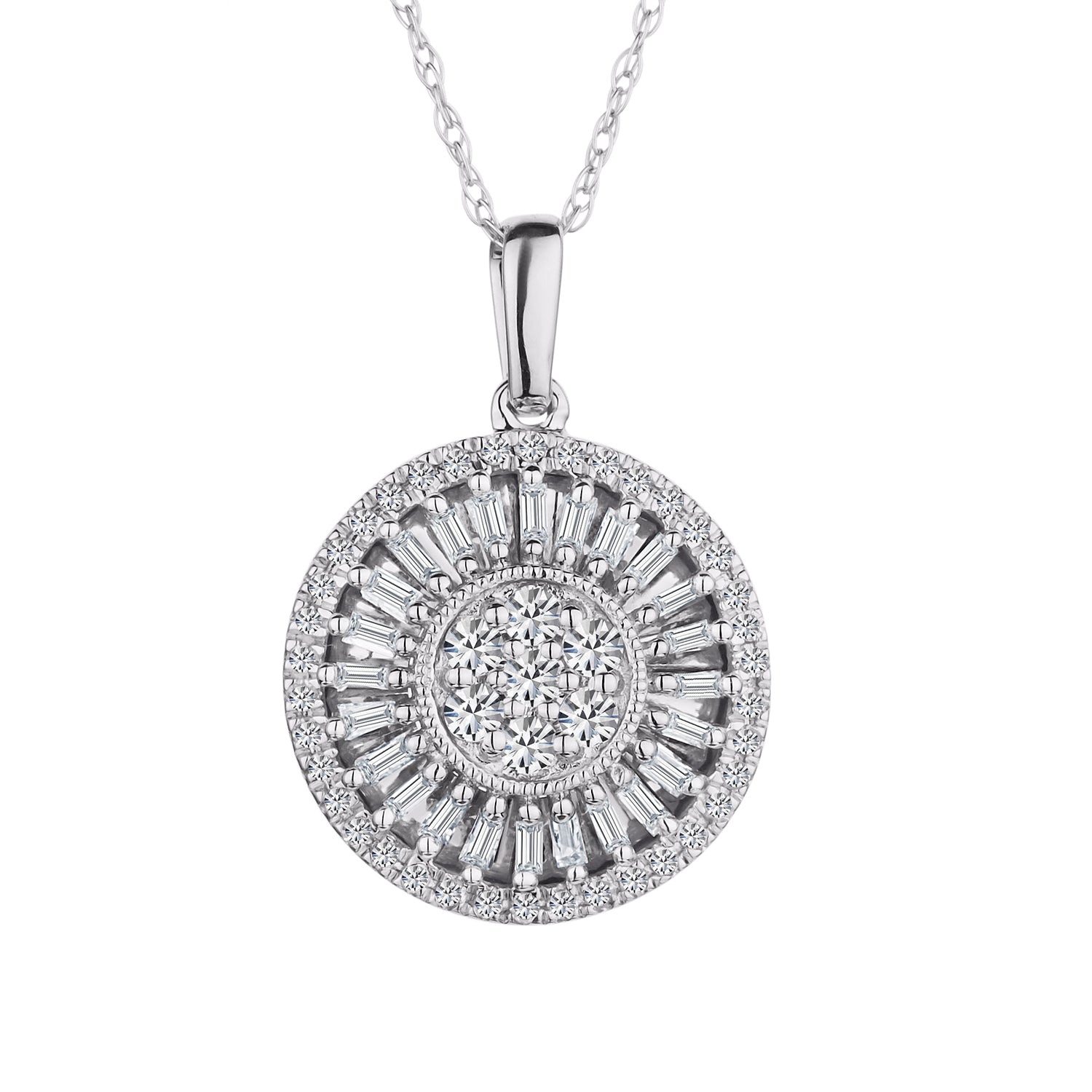 .40 Carat Diamond "Sunrise" Pendant,  10kt White Gold. Necklaces and Pendants. Griffin Jewellery Designs. 