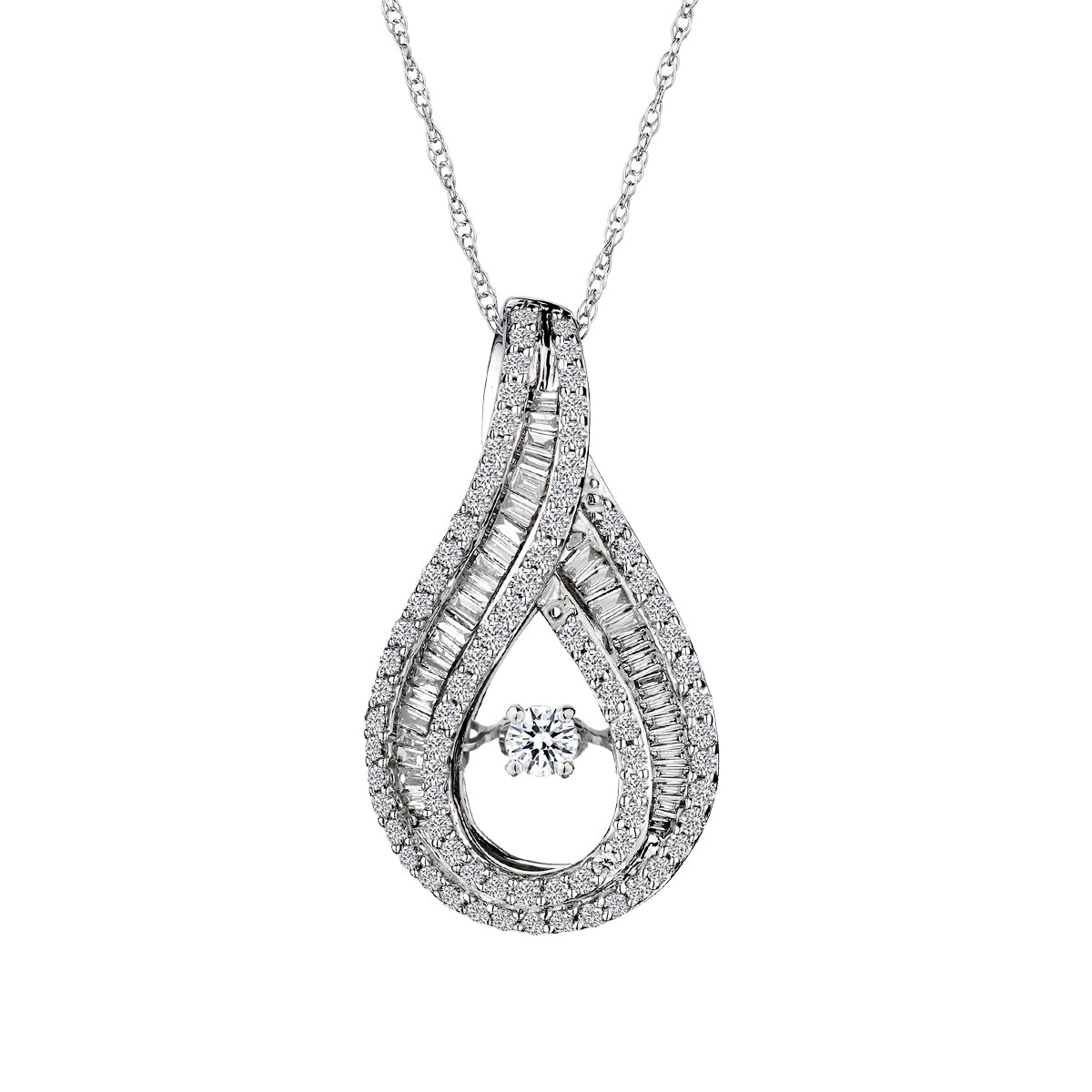 .75 Carat "Dancing Diamond" Pendant,  14kt White Gold. Necklaces and Pendants. Griffin Jewellery Designs. 