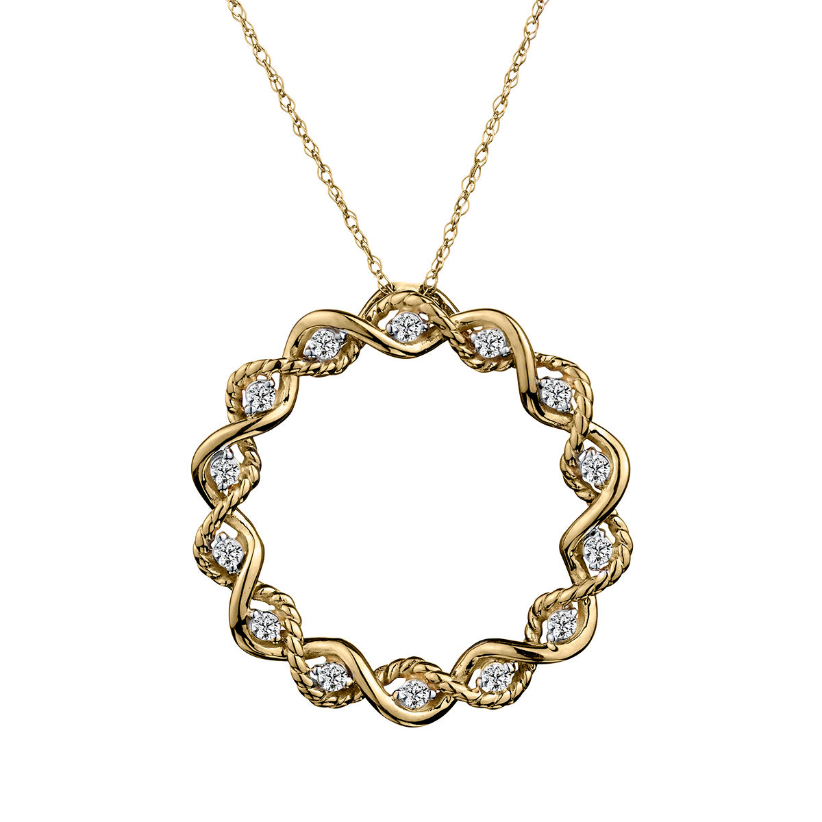 15 Carat of Diamonds Circle Pendant, 10kt Yellow